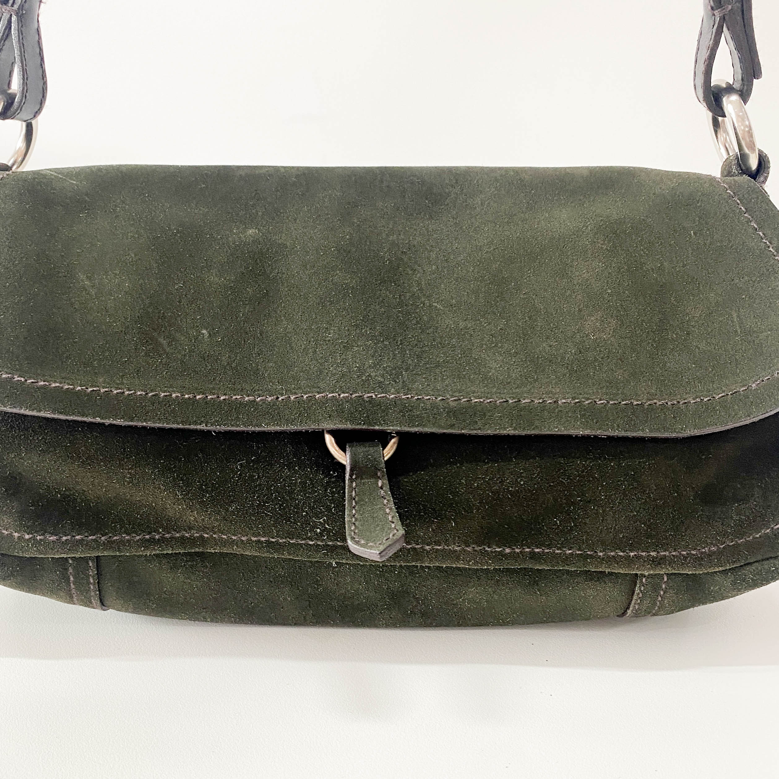 Khaki Suede Shoulder Bag