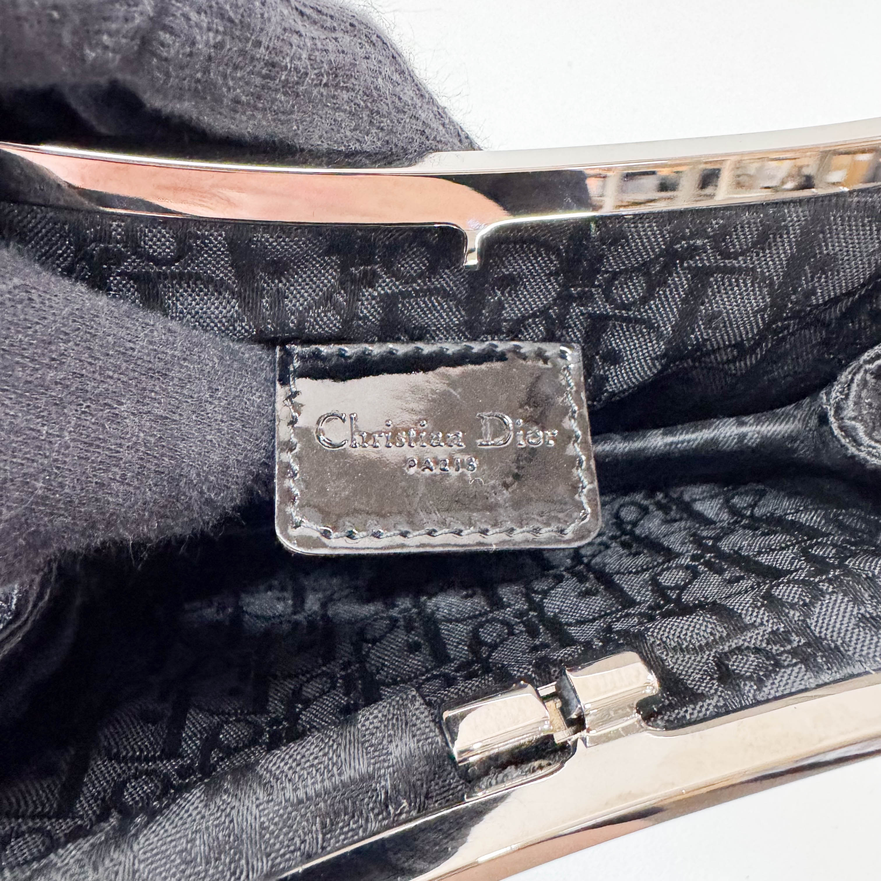 Saddle Mini Black Satin Chain Bag