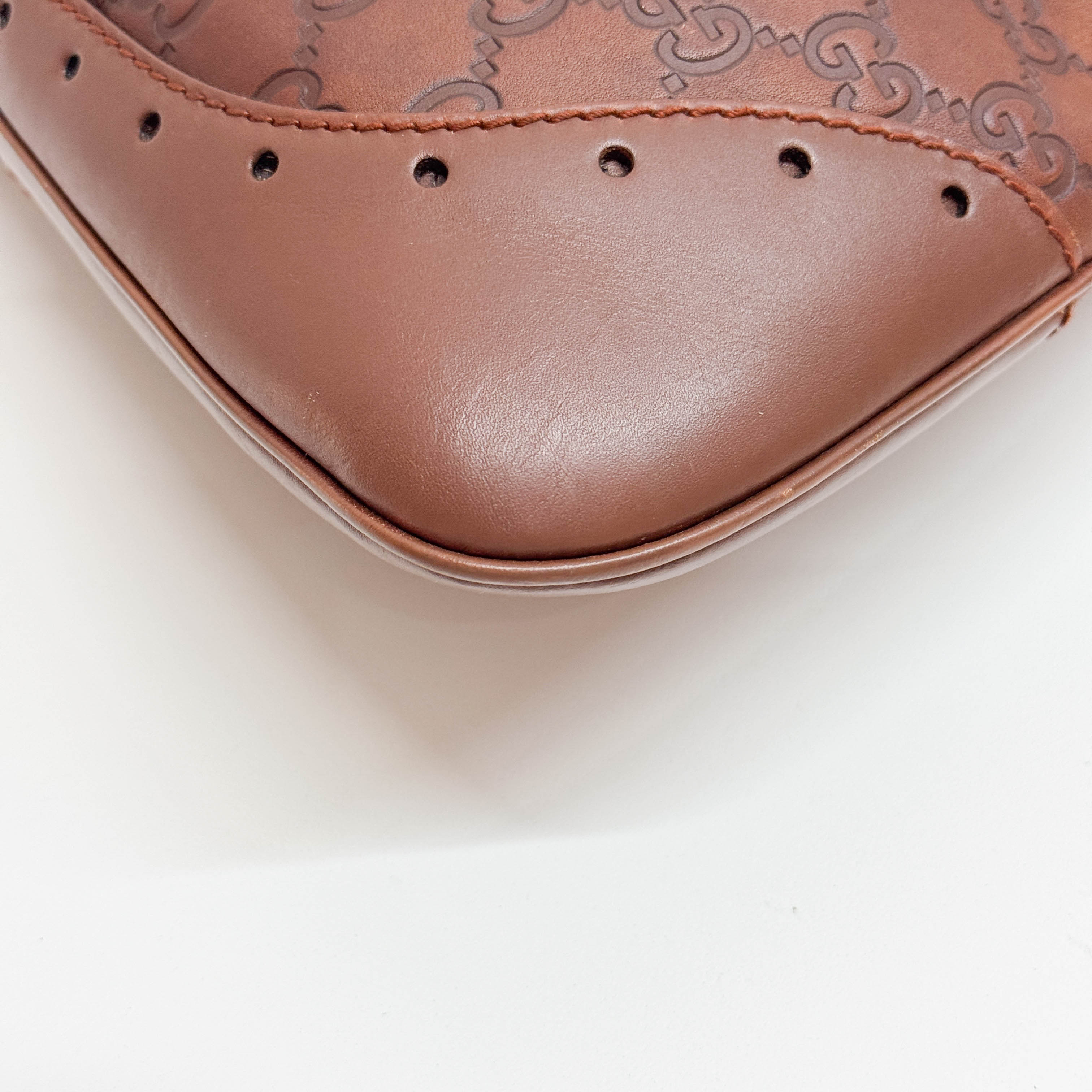 Guccissima GG Print Brown Leather Hobo Bag