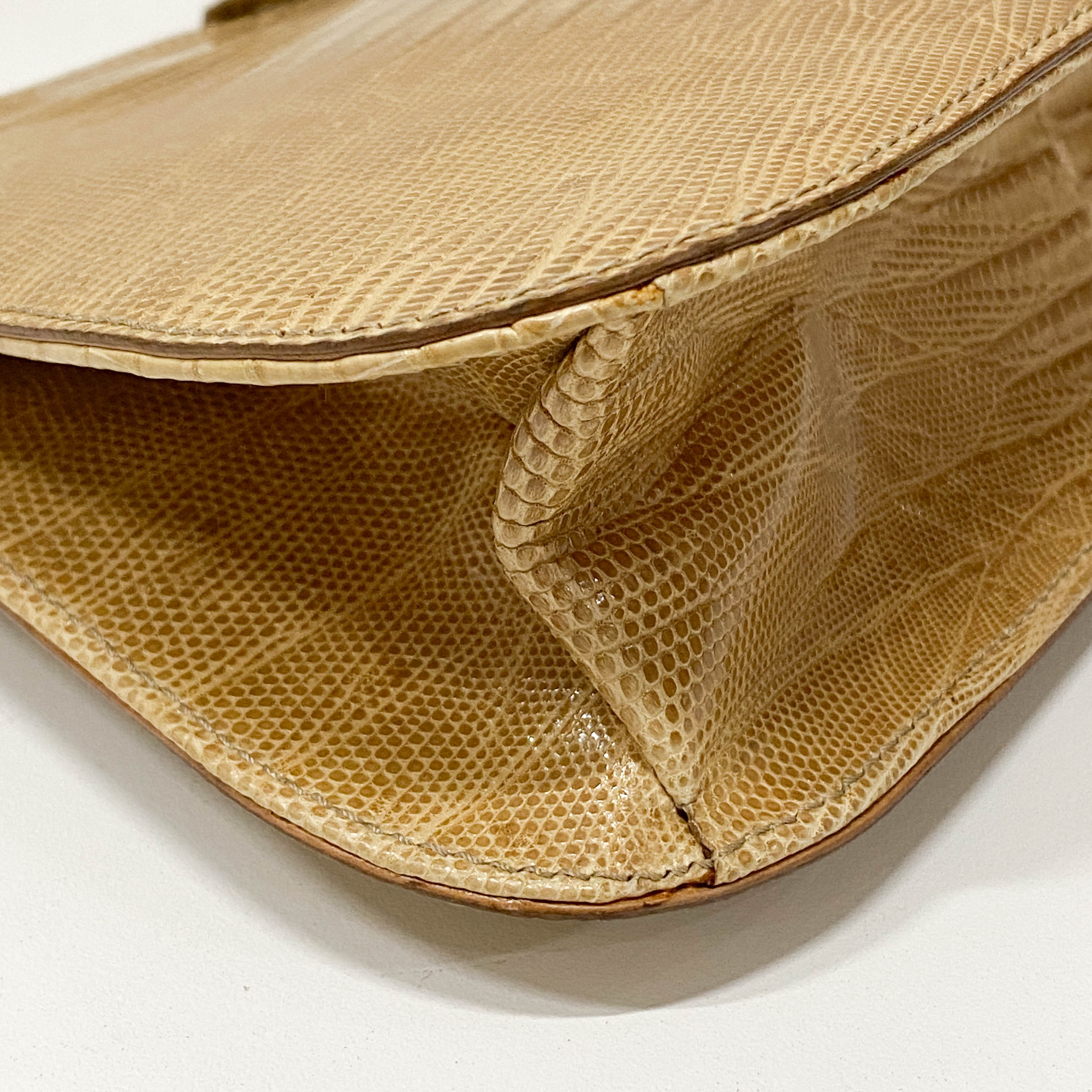 Yellow Embossed Lizard Leather Bag