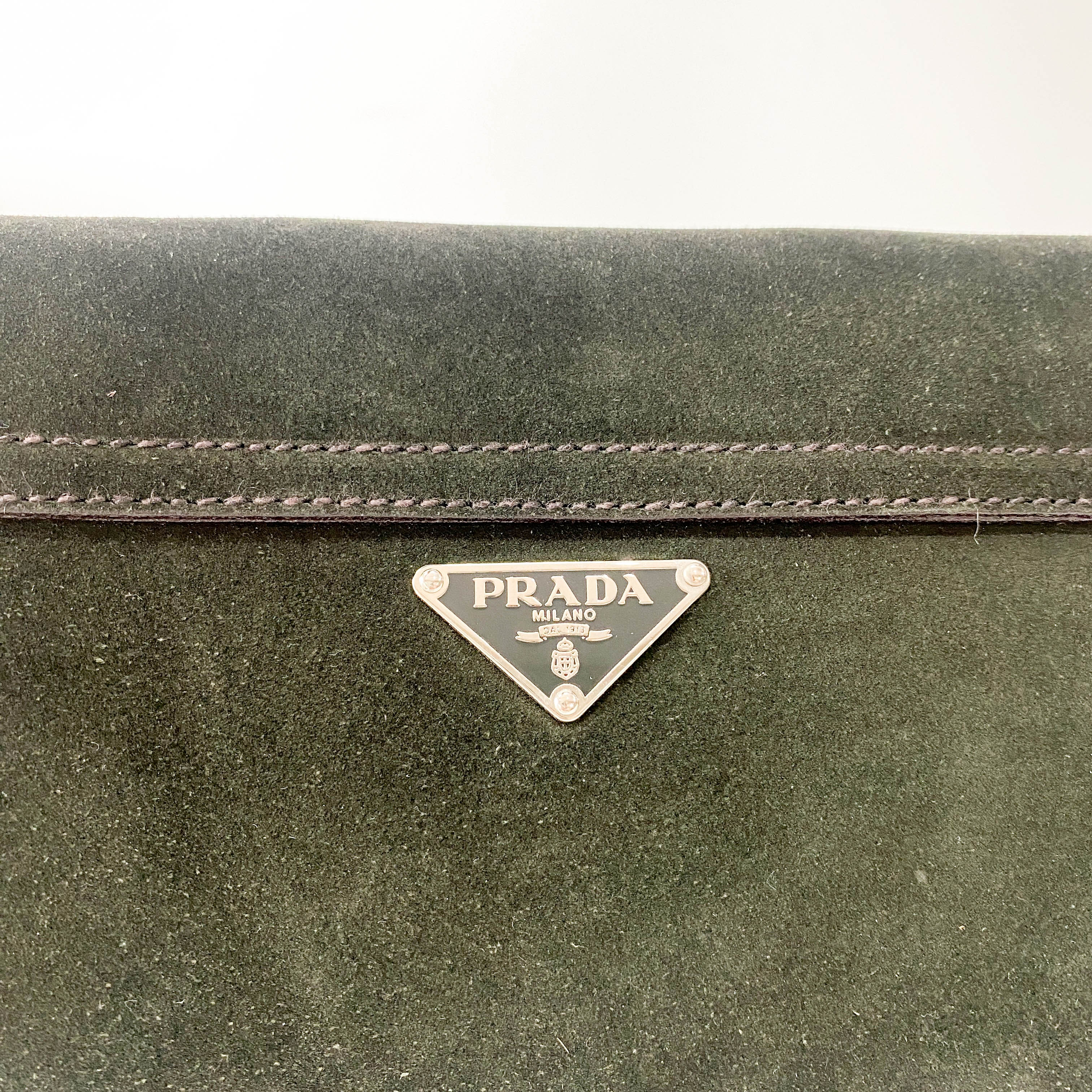 Khaki Suede Shoulder Bag