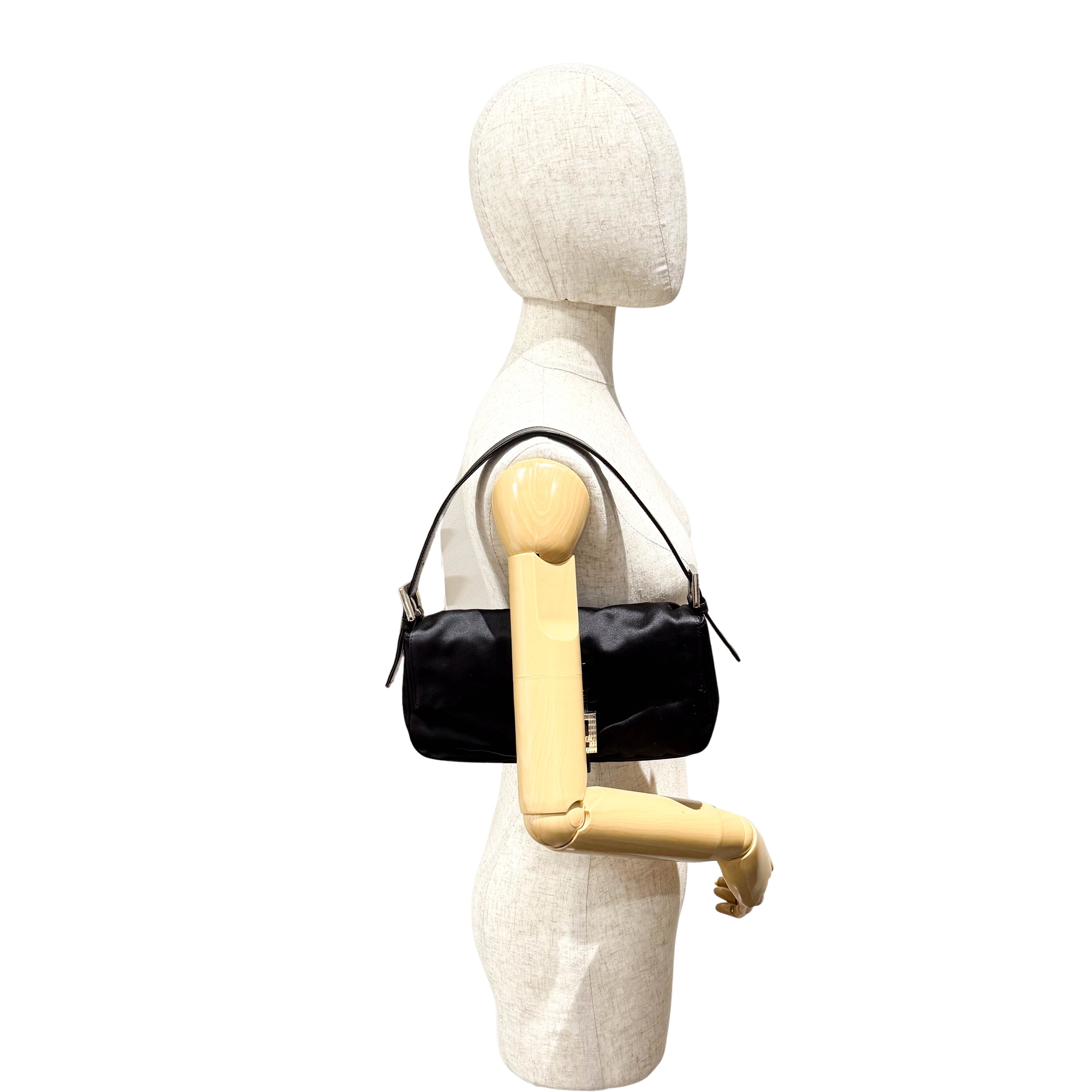 Baguette Black Satin Rhinestone Hardware