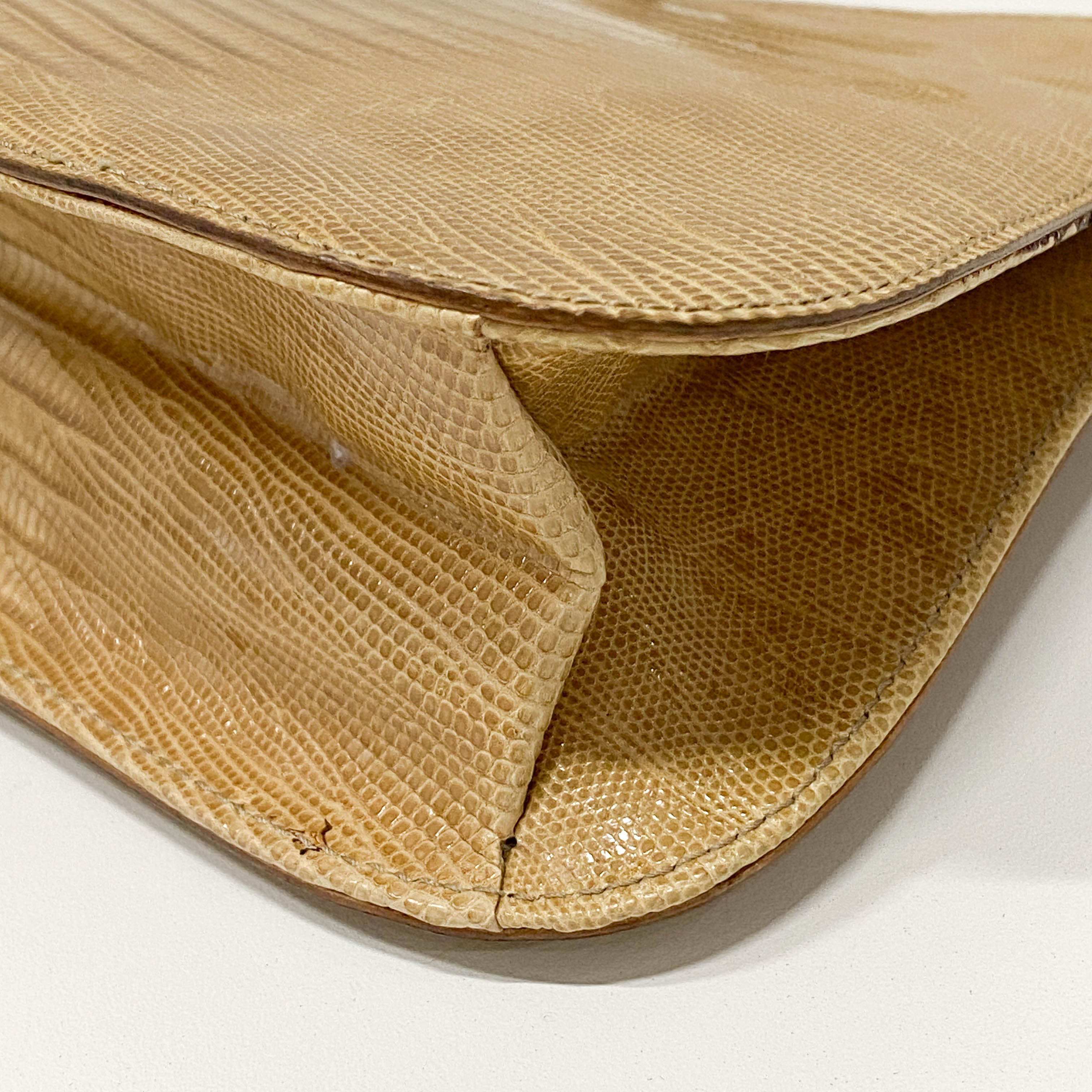 Yellow Embossed Lizard Leather Bag