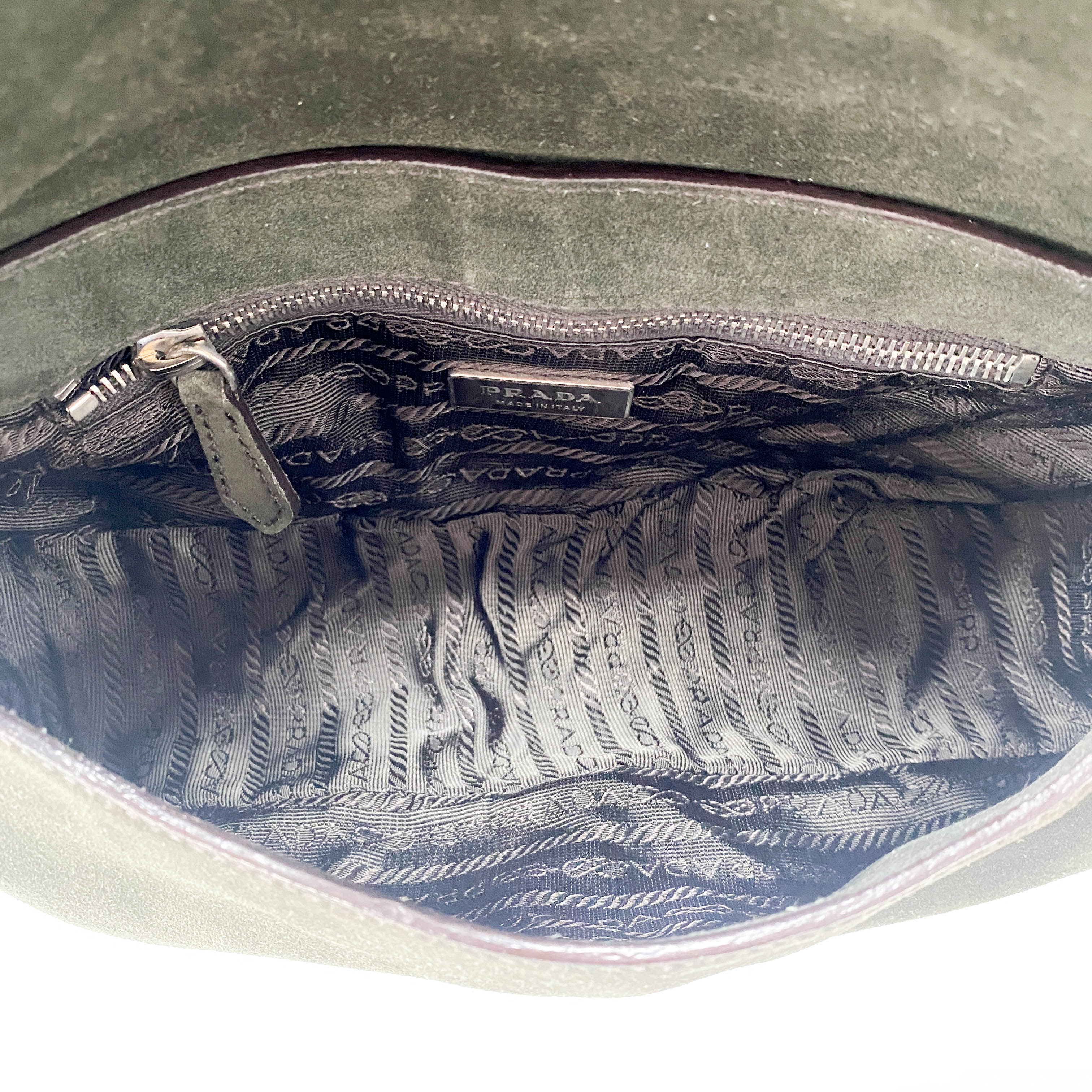 Khaki Suede Shoulder Bag