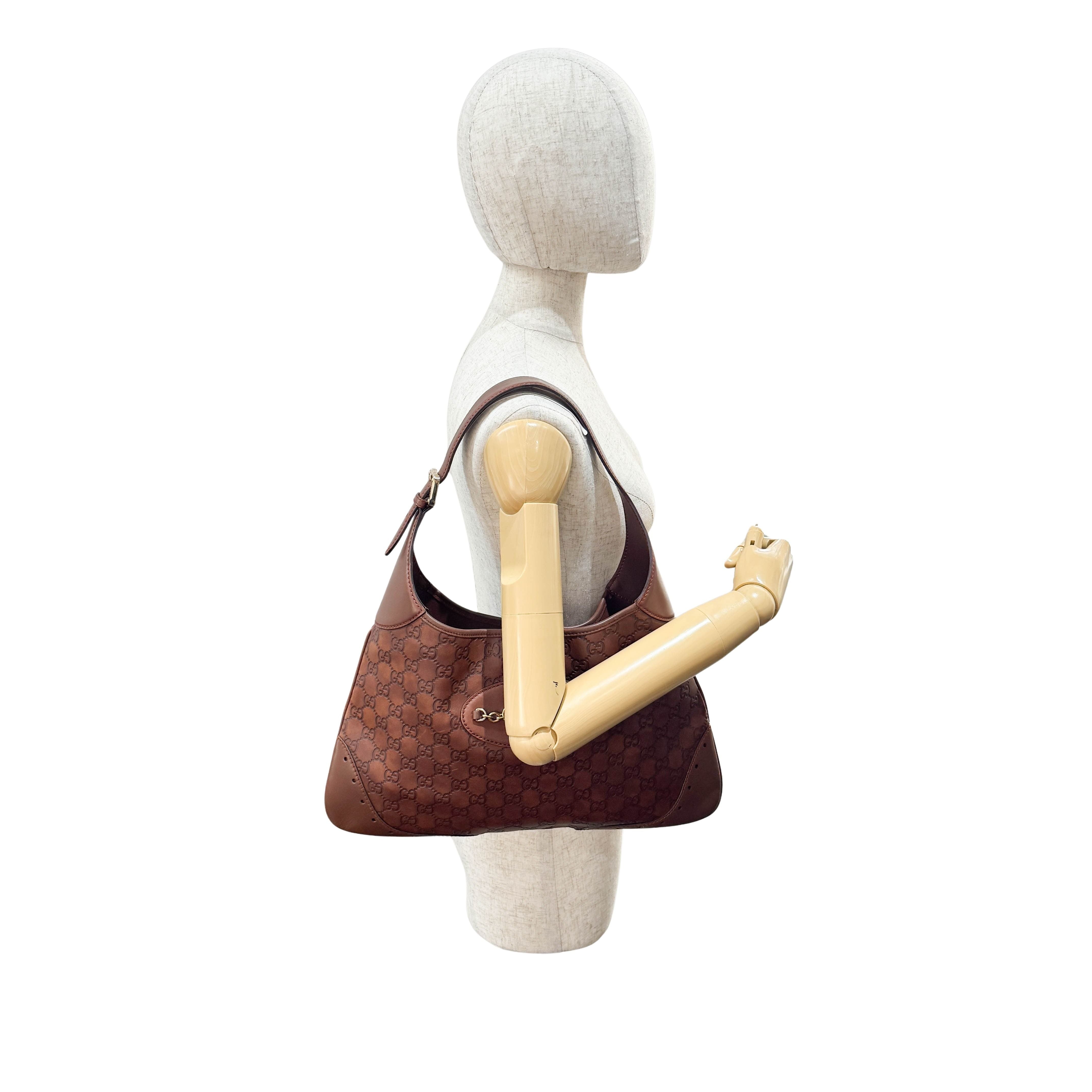 Guccissima GG Print Brown Leather Hobo Bag