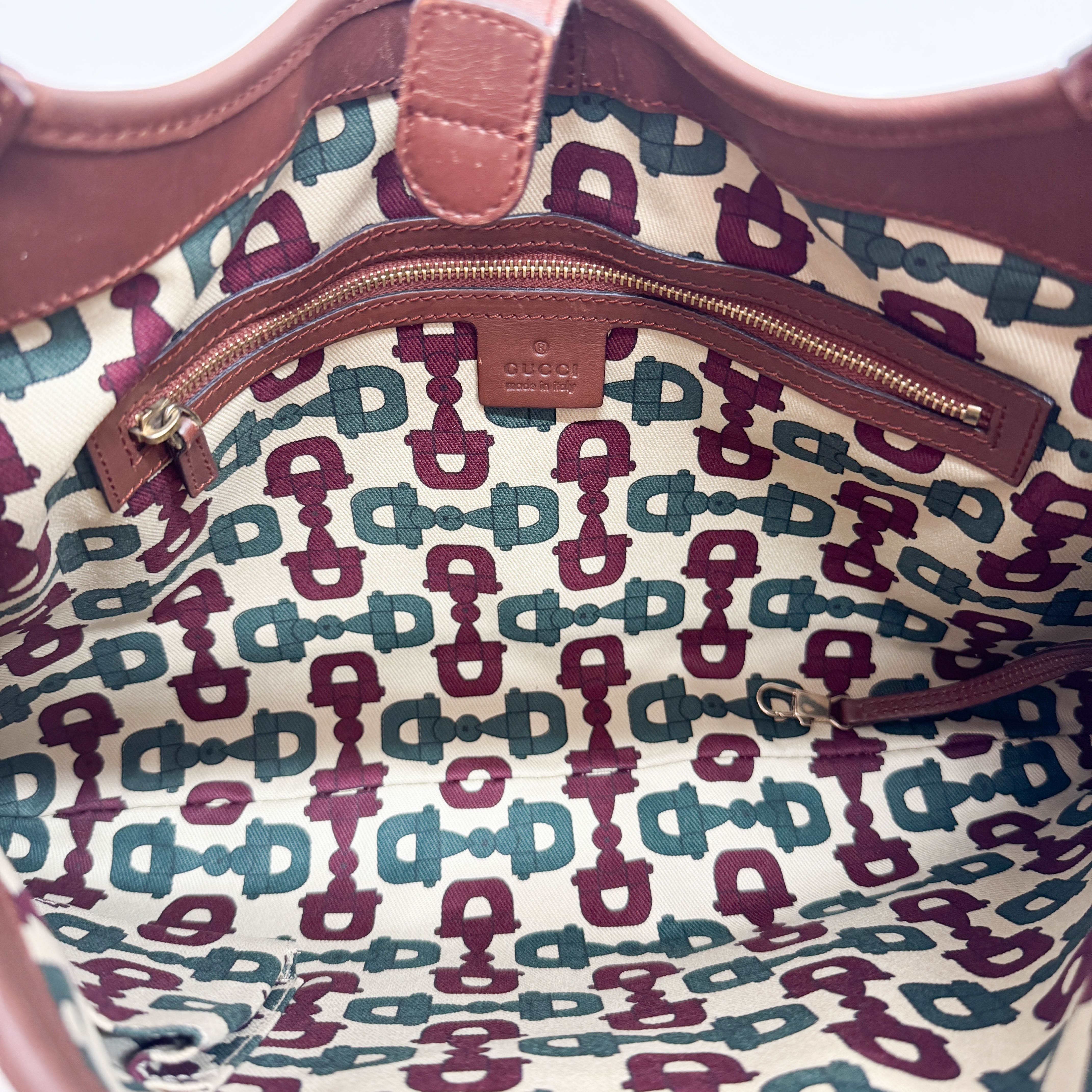 Guccissima GG Print Brown Leather Hobo Bag
