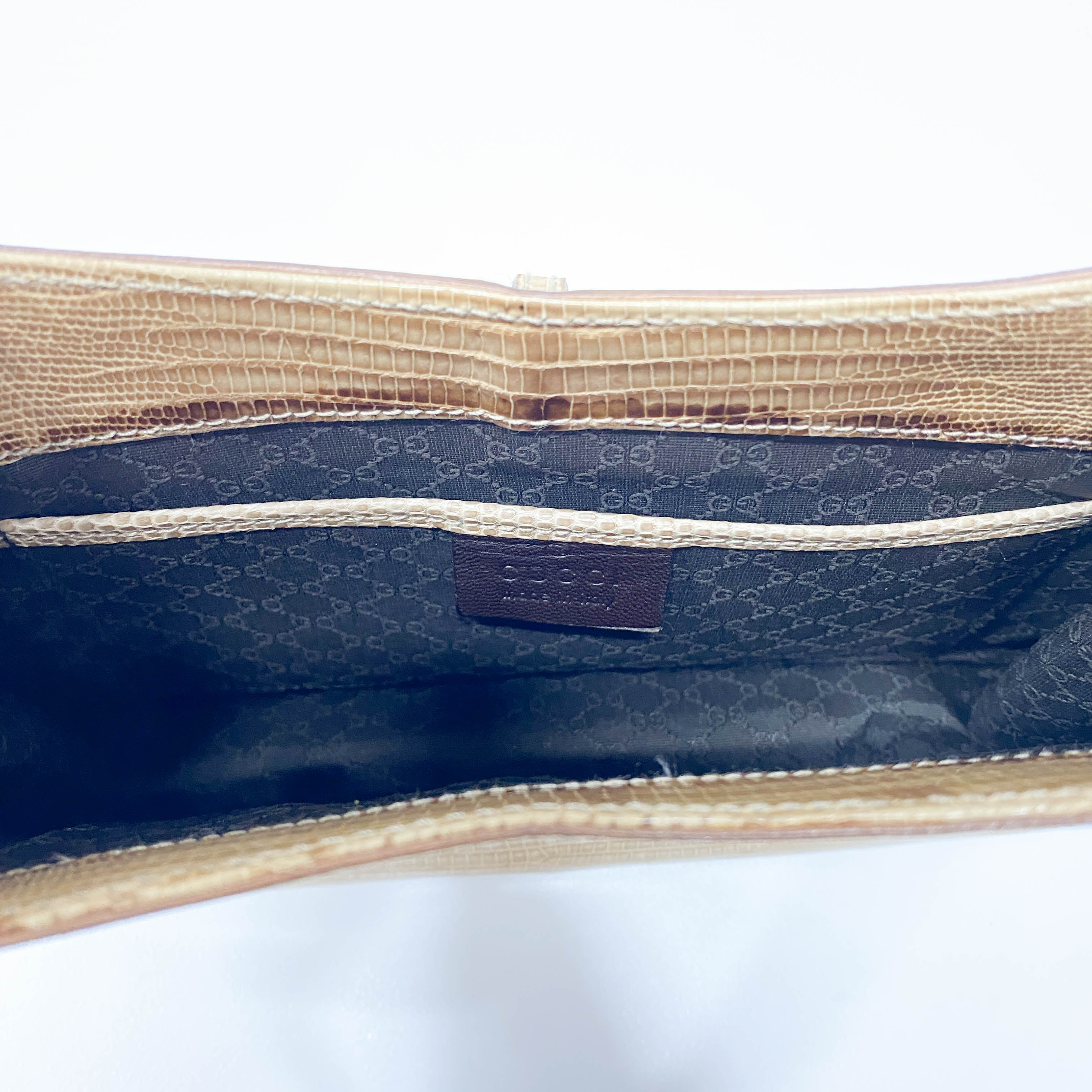 Yellow Embossed Lizard Leather Bag