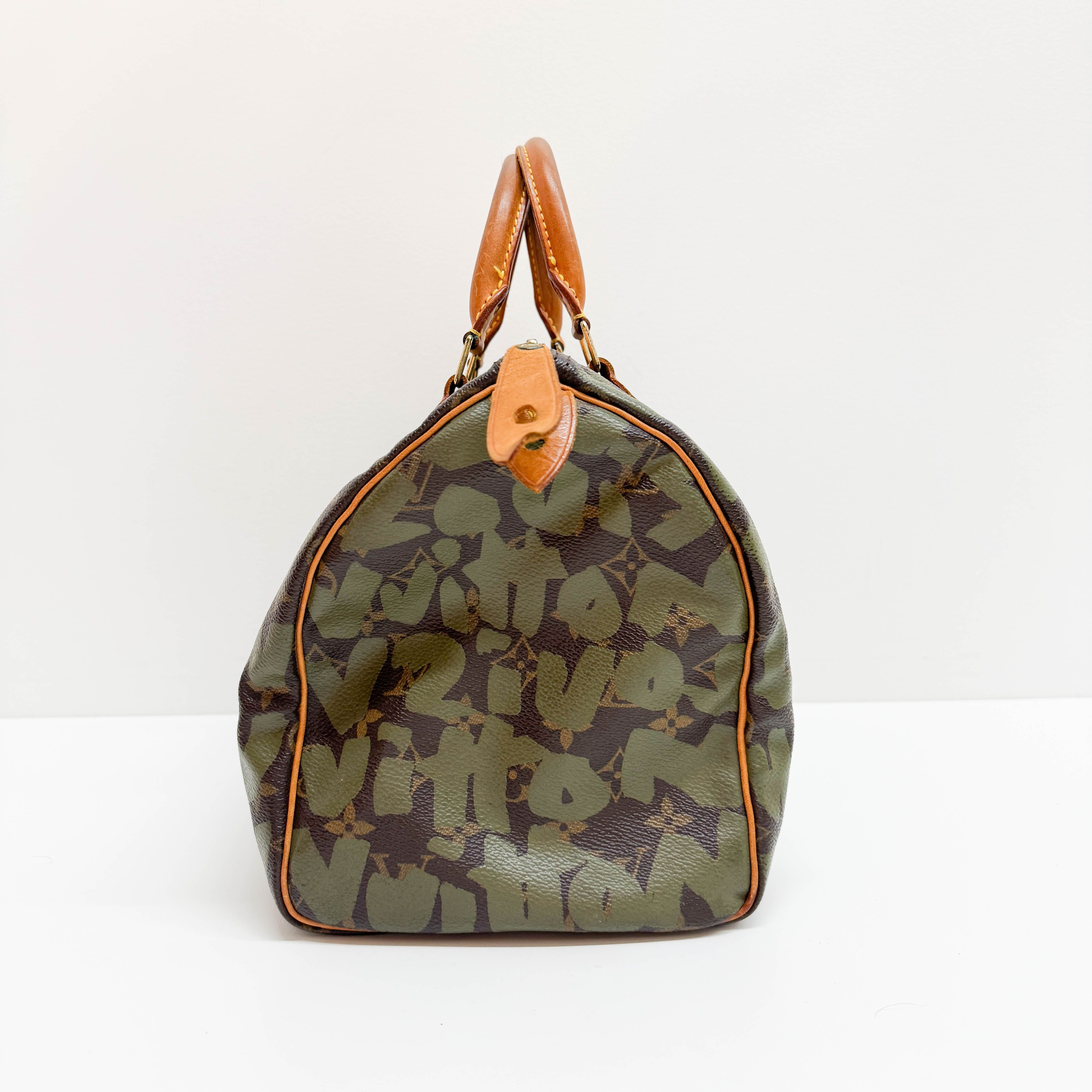 Stephen Sprouse Monogram Graffiti Speedy 30 Army Green