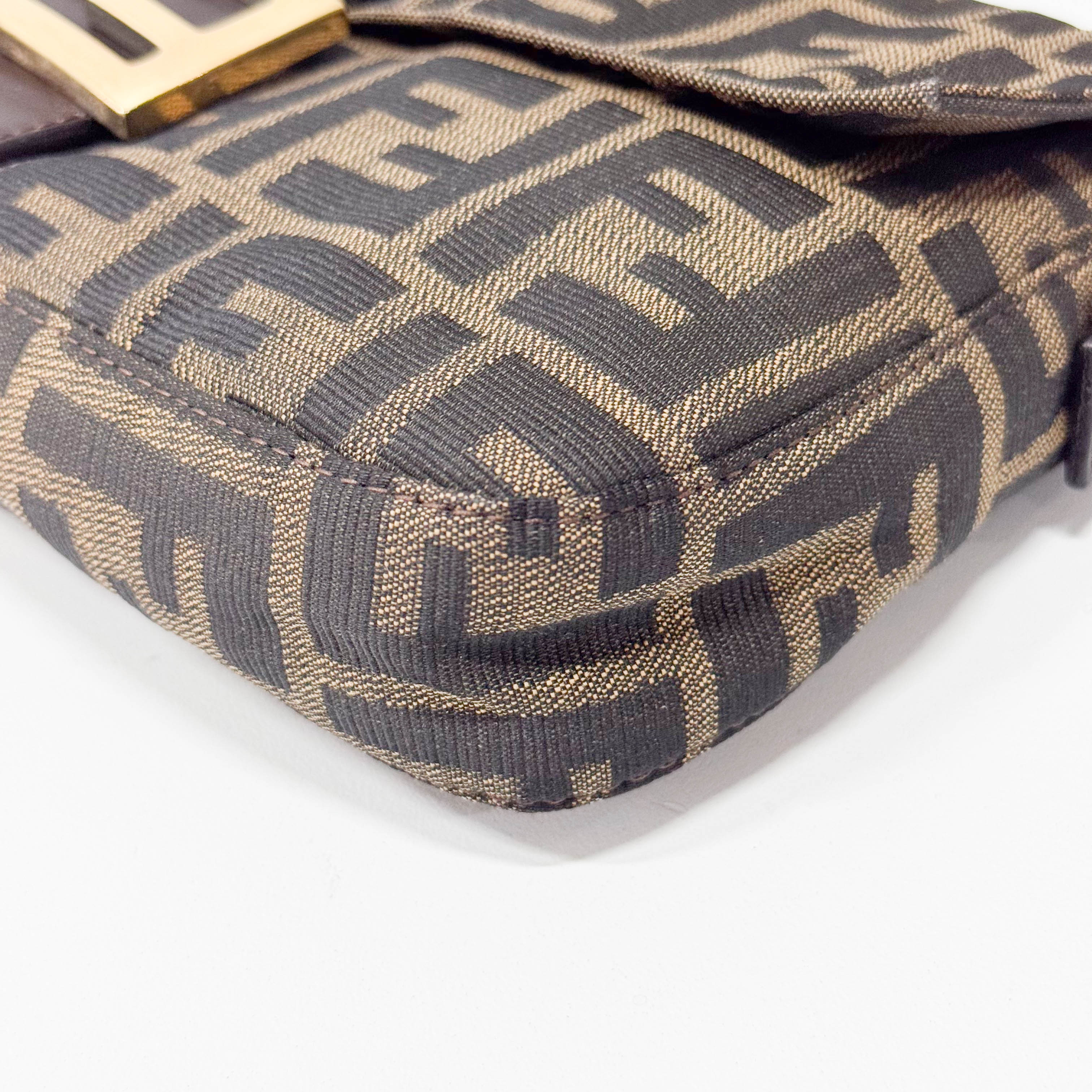 Zucca Baguette Brown Coated Canvas Shoulder Bag