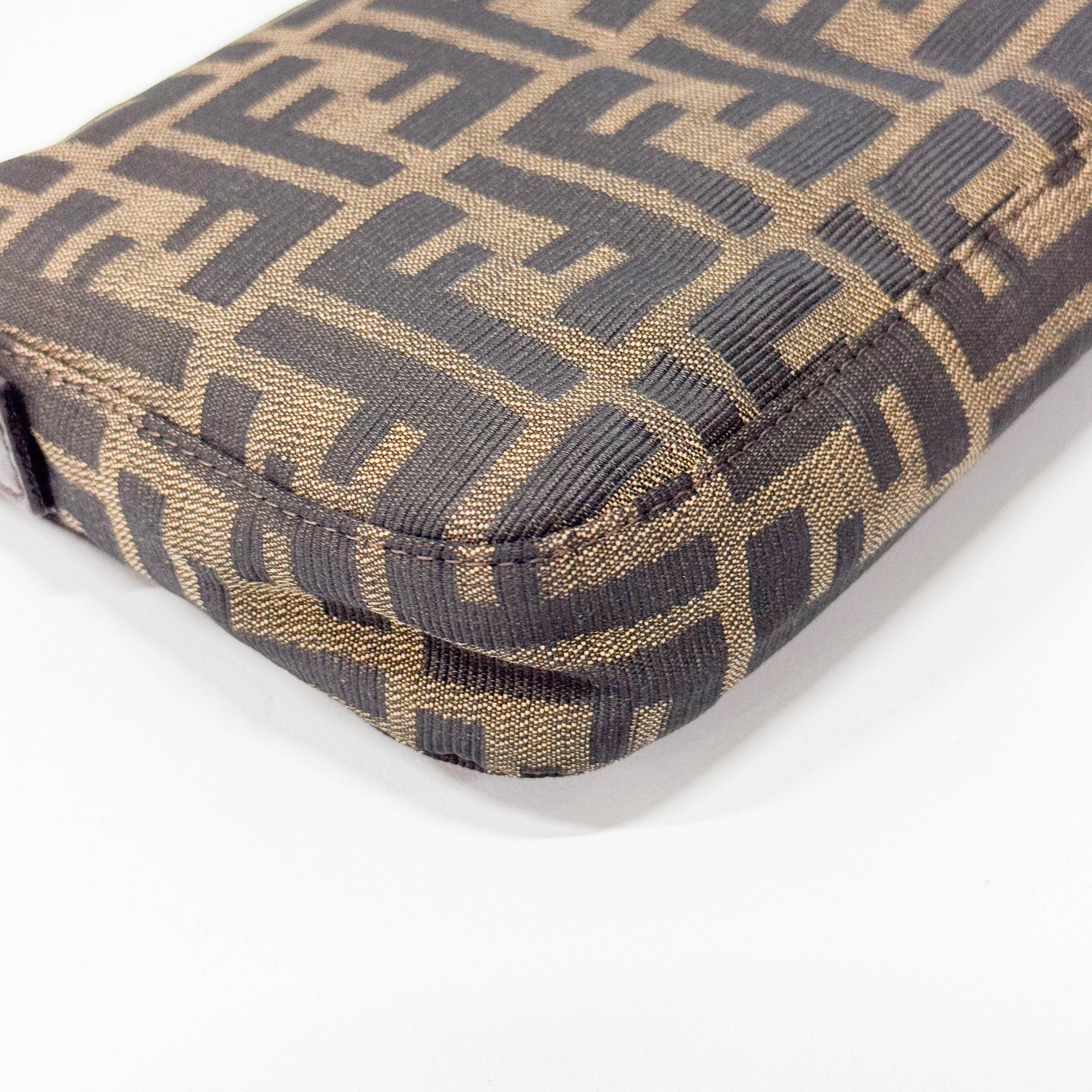 Zucca Baguette Brown Coated Canvas Shoulder Bag