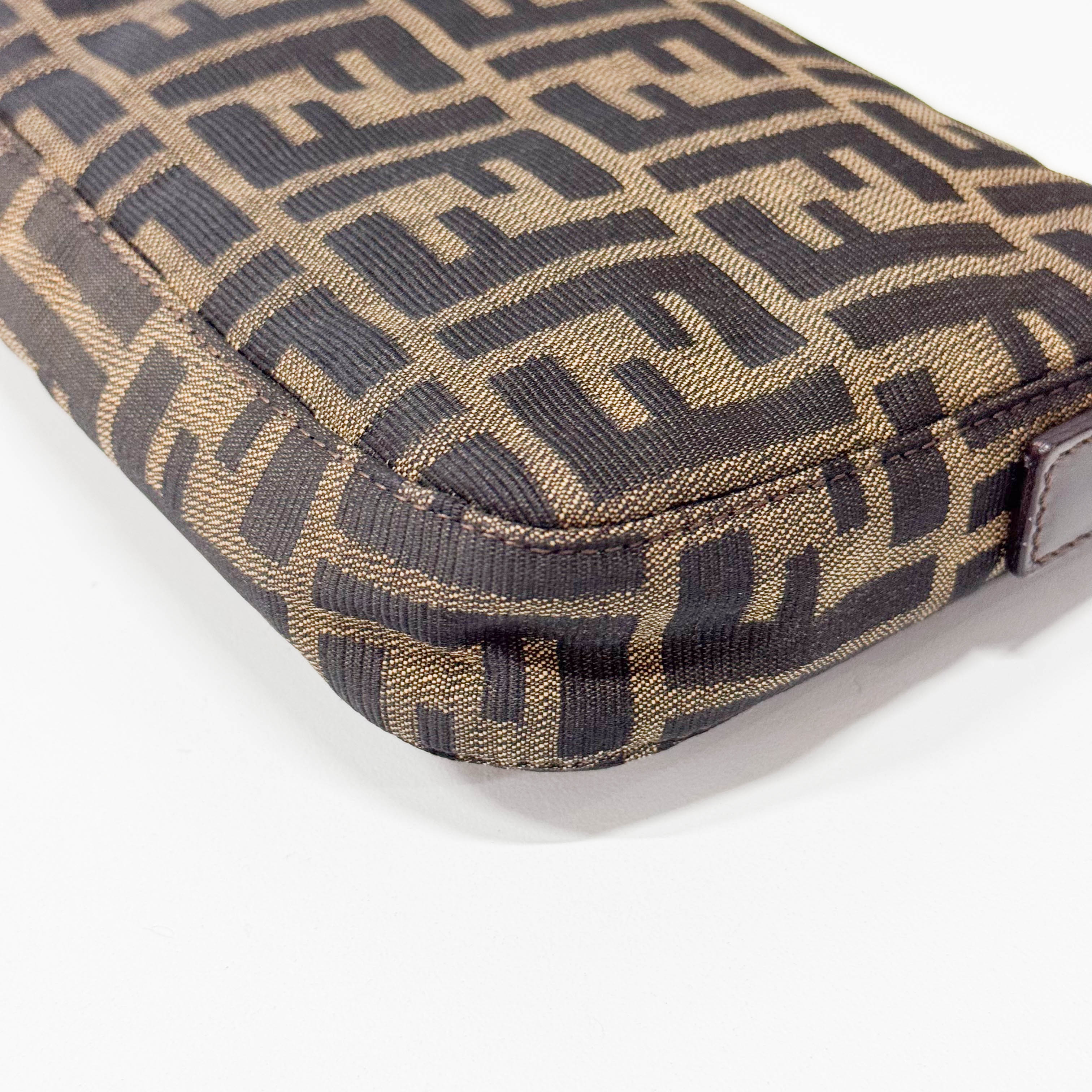 Zucca Baguette Brown Coated Canvas Shoulder Bag