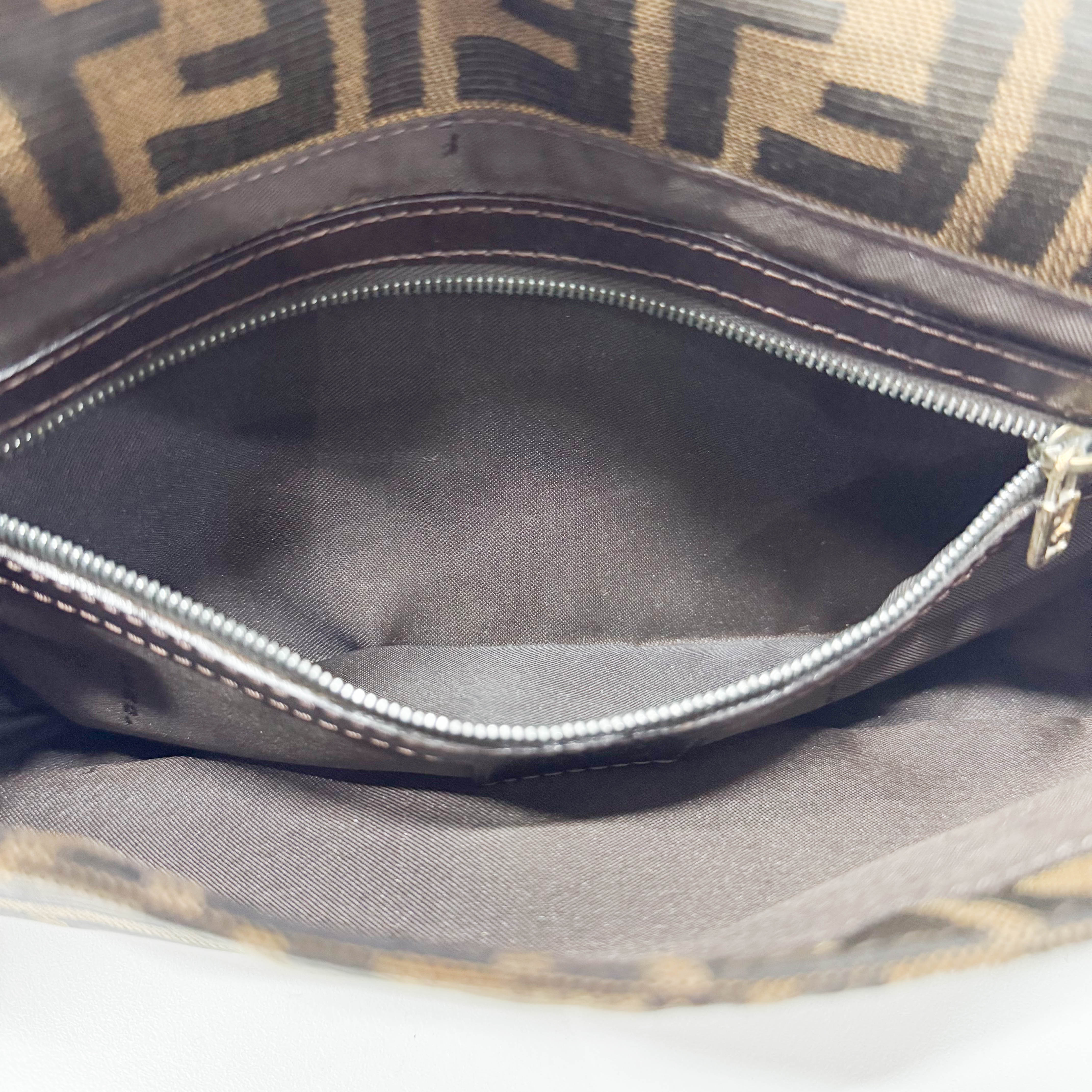 Zucca Baguette Brown Coated Canvas Shoulder Bag