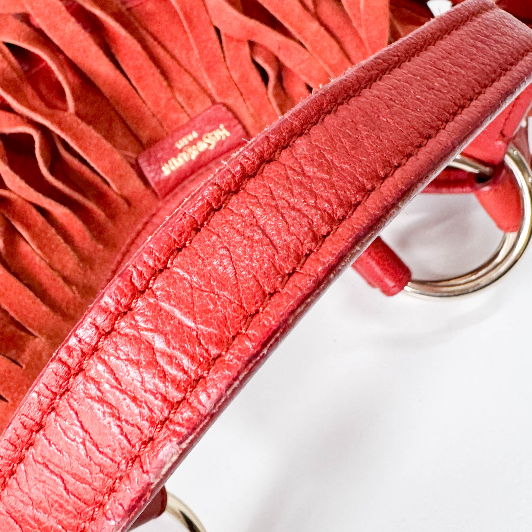 Rive Gauche Fringes Suede Shoulder Bag