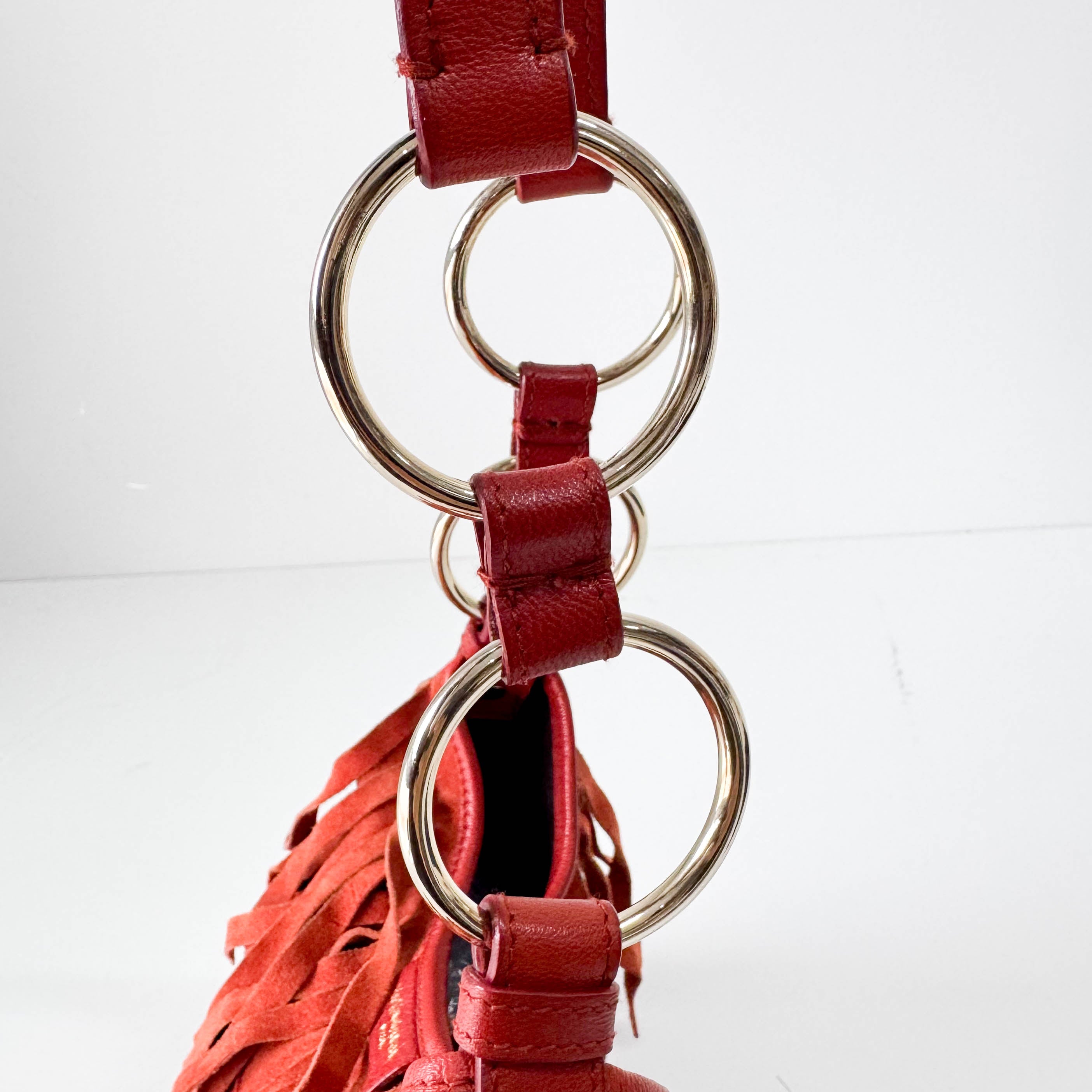 Rive Gauche Fringes Suede Shoulder Bag