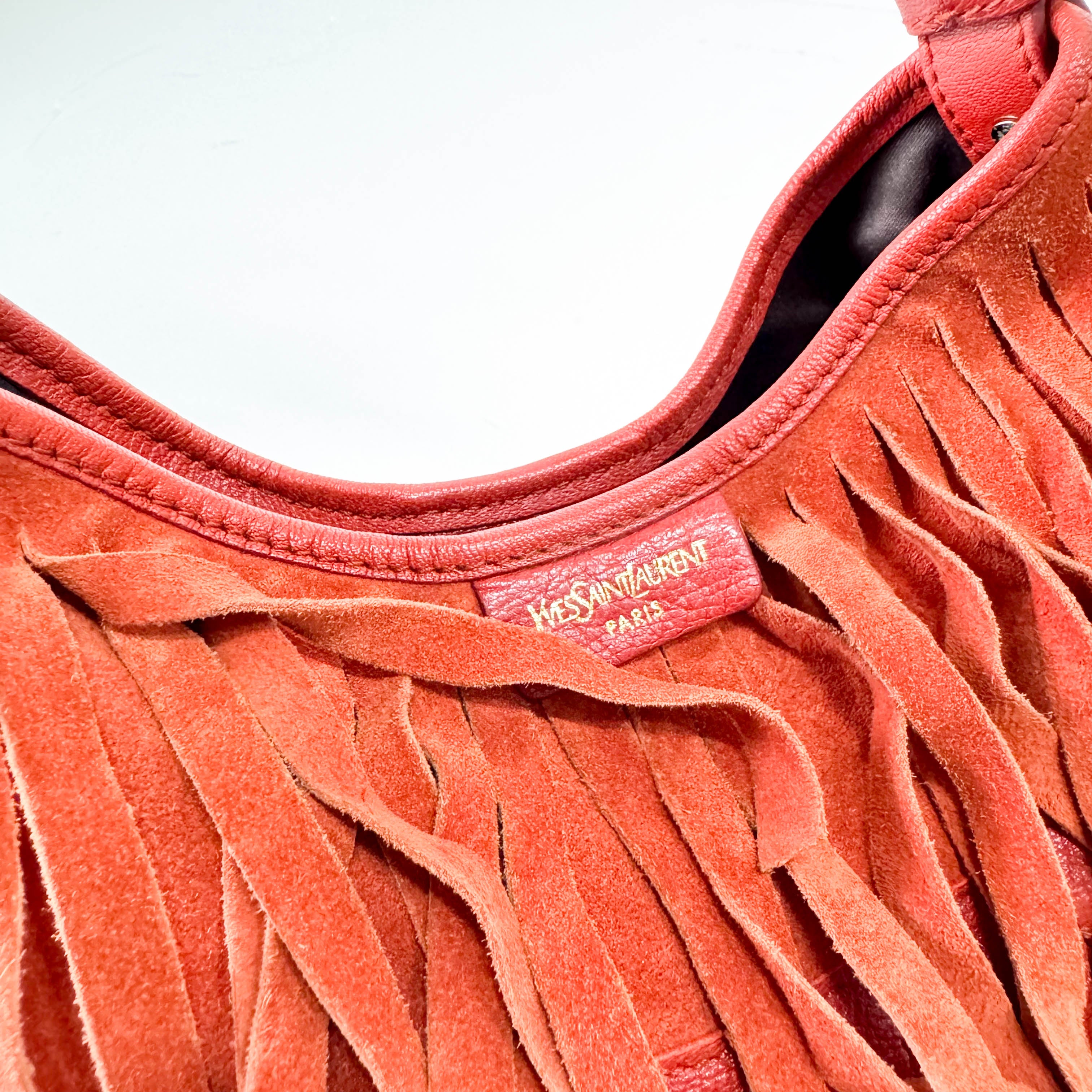 Rive Gauche Fringes Suede Shoulder Bag