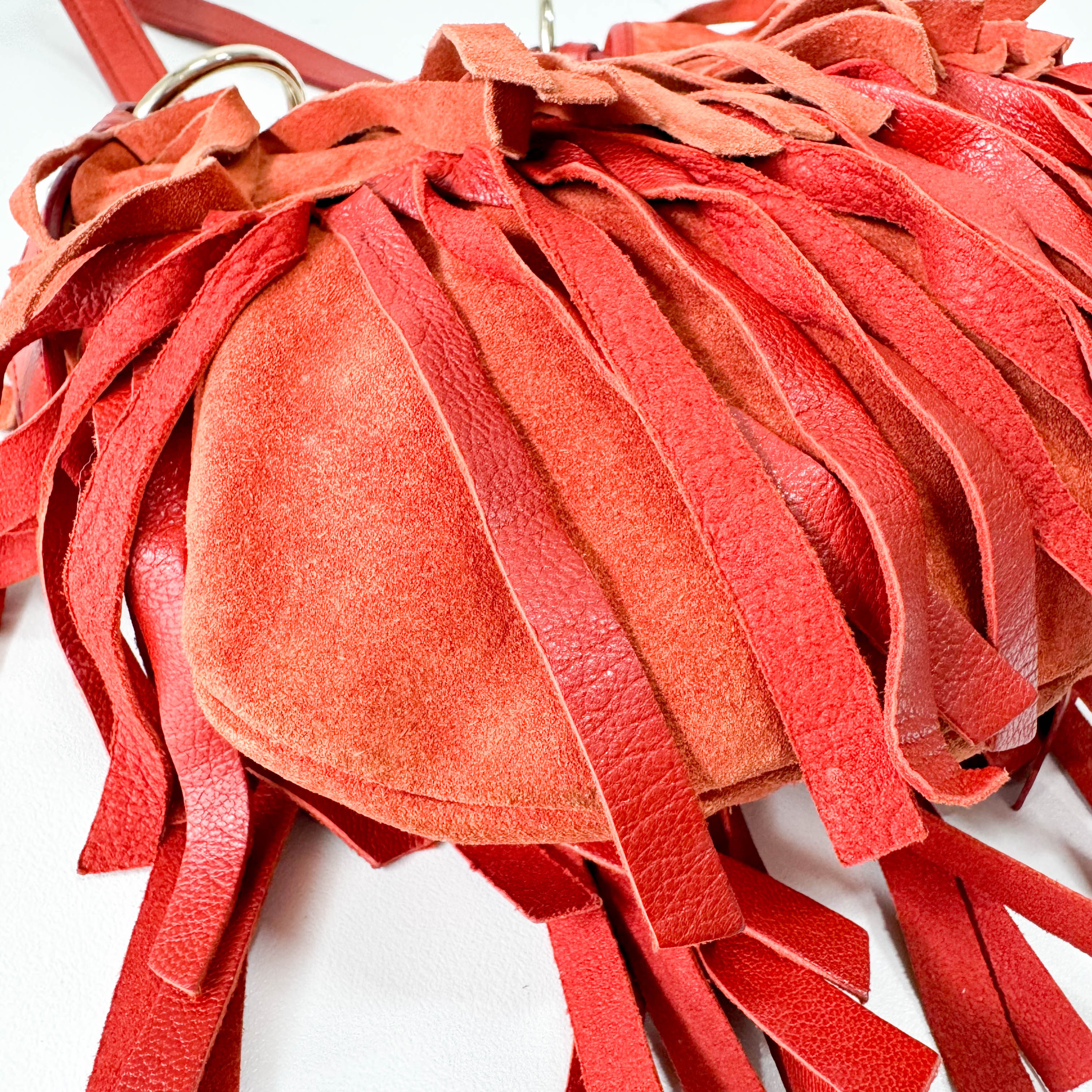 Rive Gauche Fringes Suede Shoulder Bag