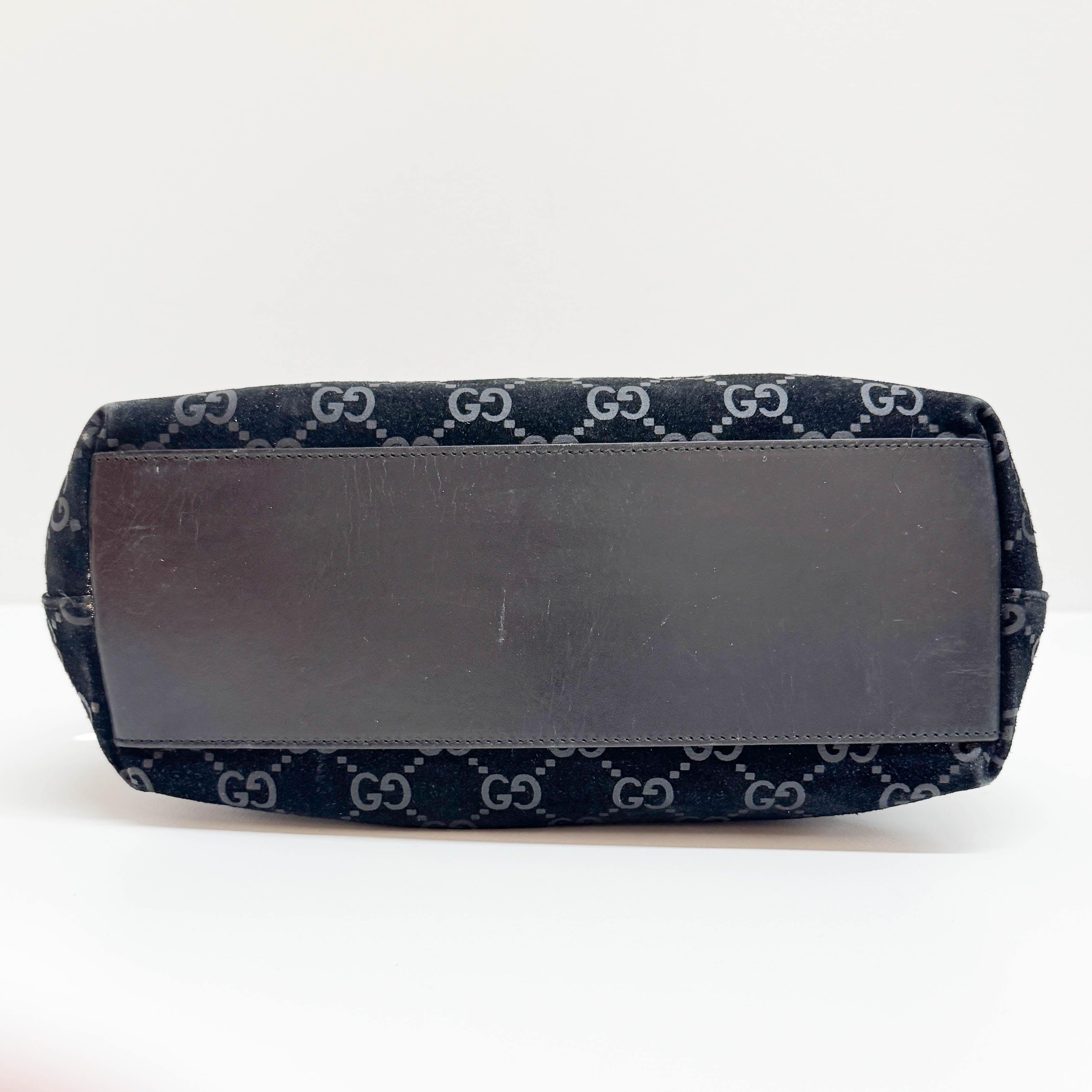 GG Black Canvas Suede Shoulder Bag