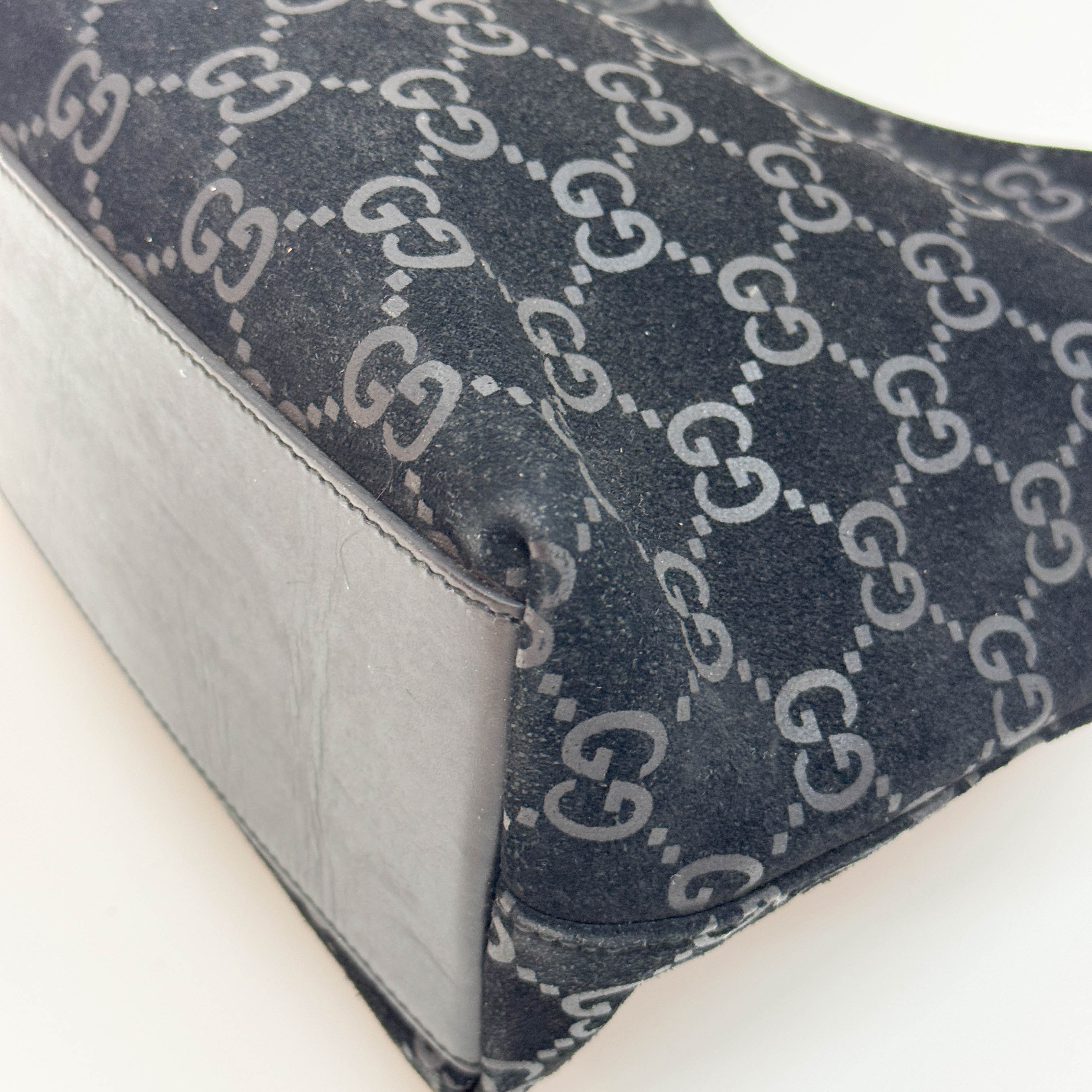 GG Black Canvas Suede Shoulder Bag