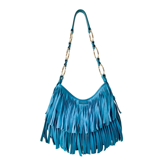 Saint Tropez Blue Leather & Suede Shoulder Bag