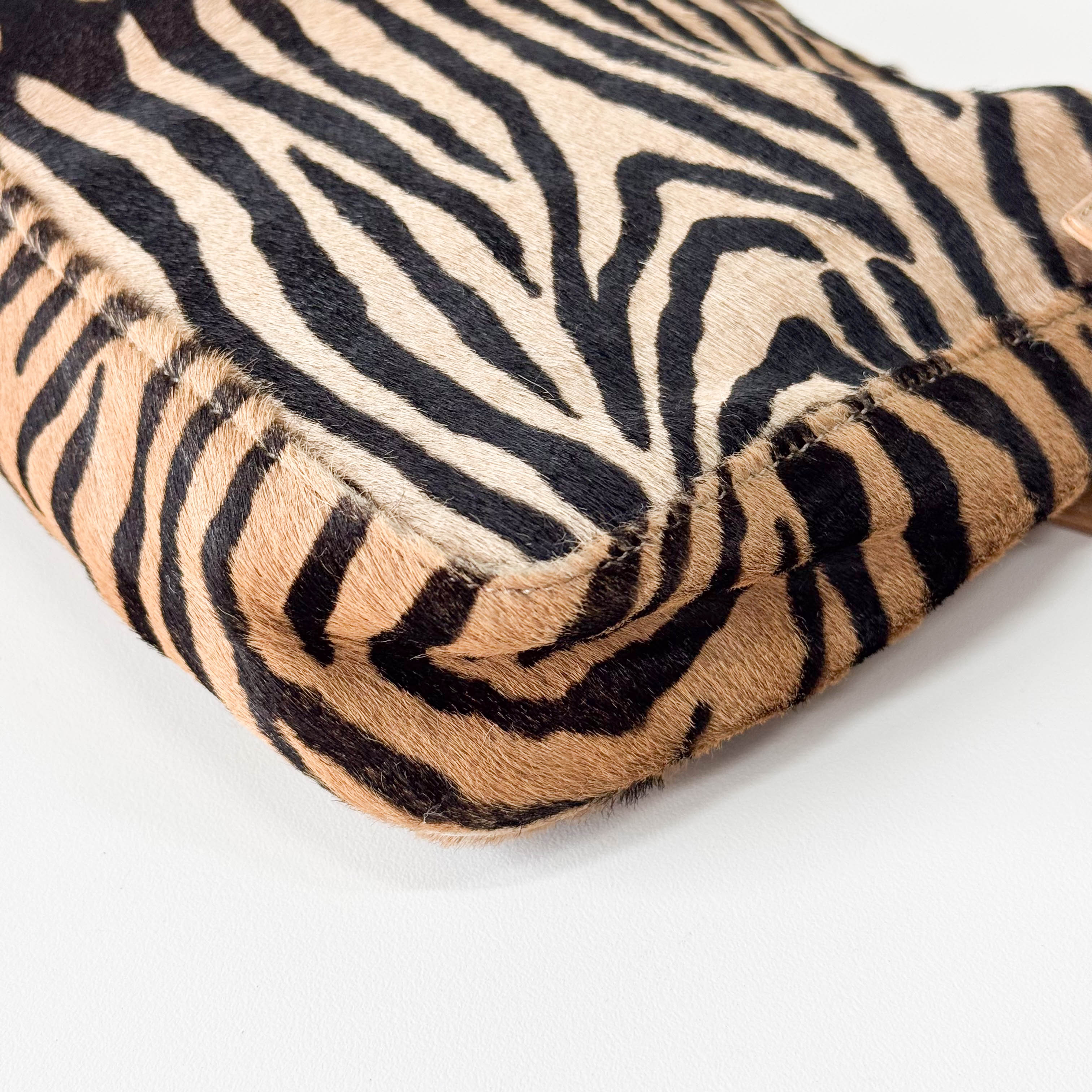 Brown Zebra Print Pony Hair Shoulder Bag