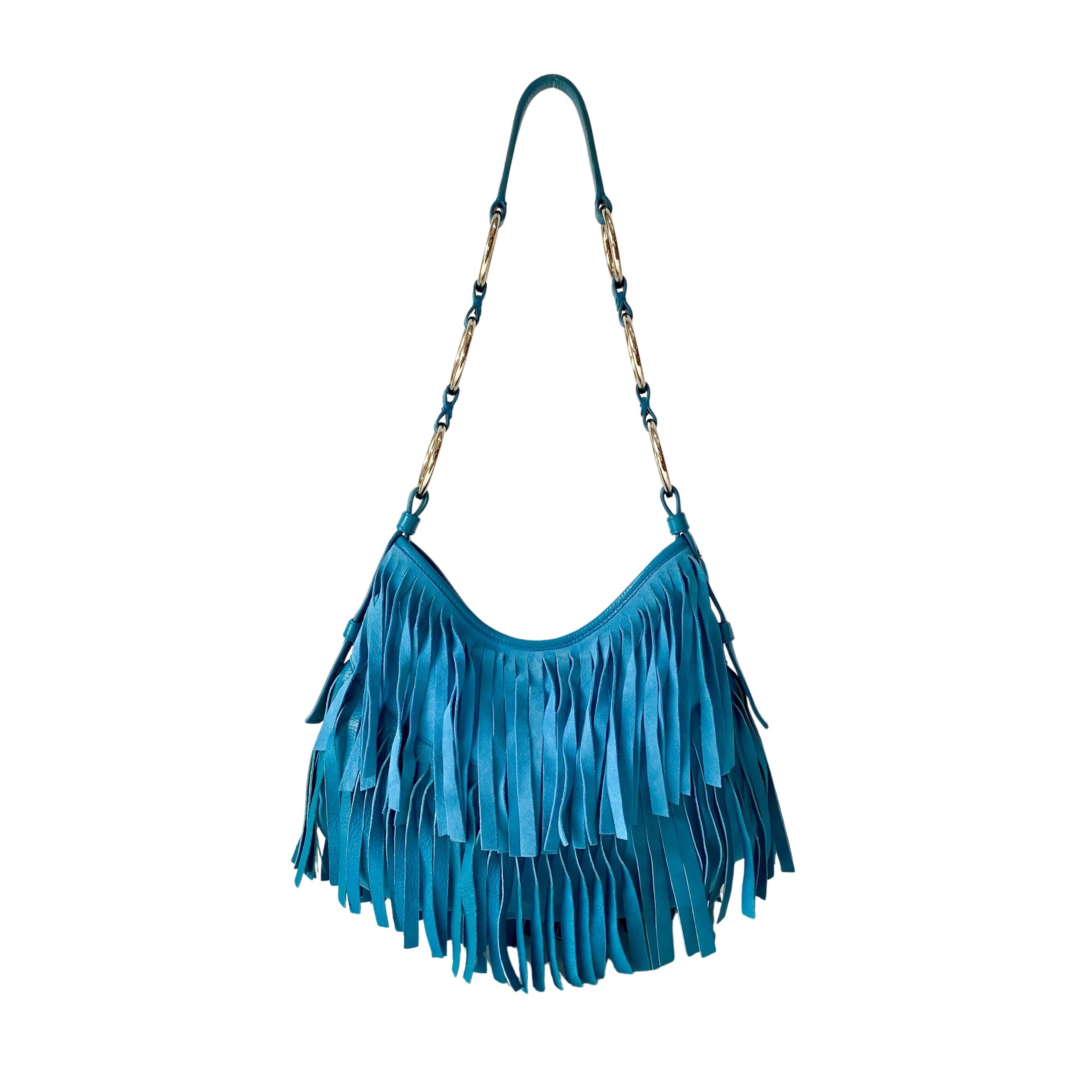 Saint Tropez Blue Leather & Suede Shoulder Bag