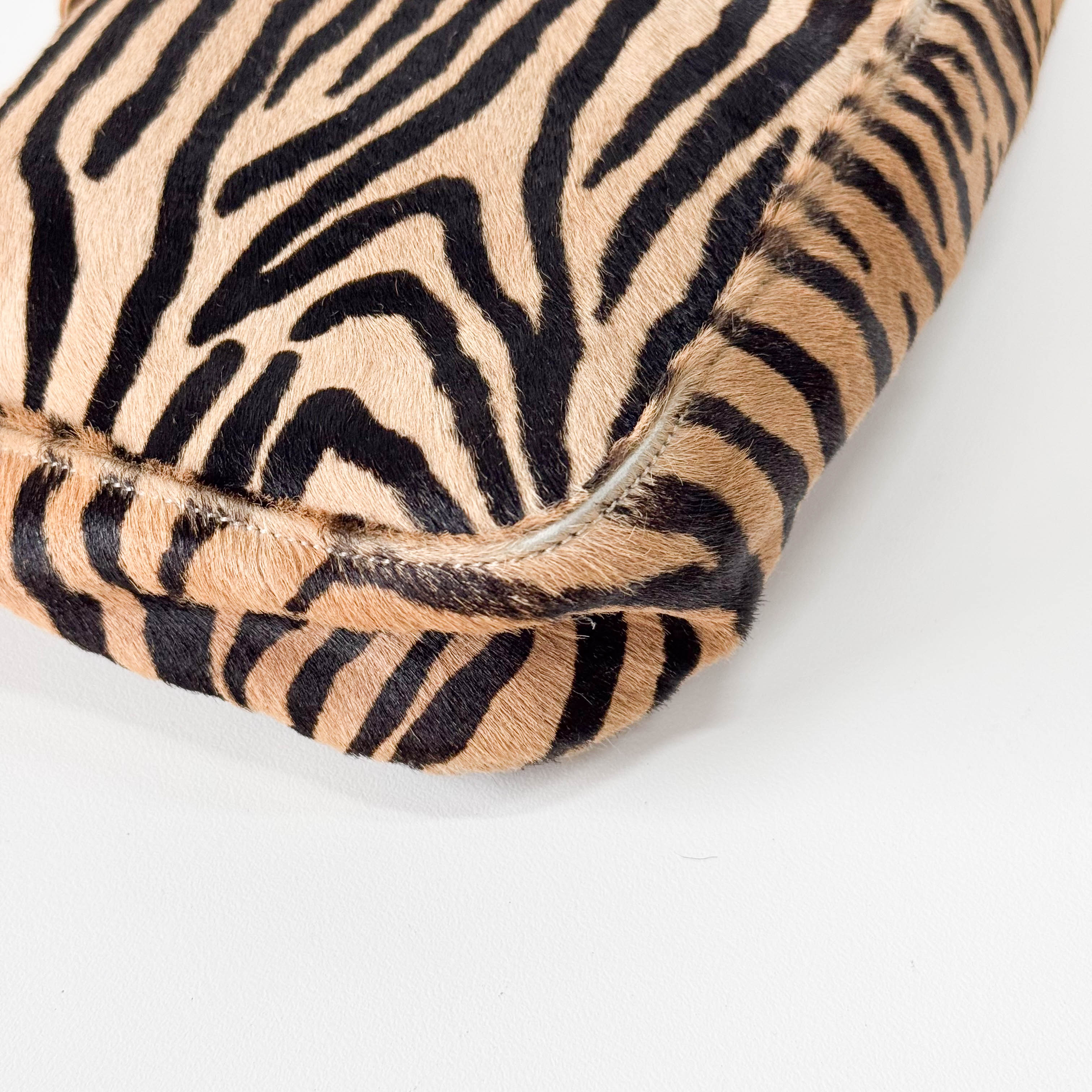 Brown Zebra Print Pony Hair Shoulder Bag