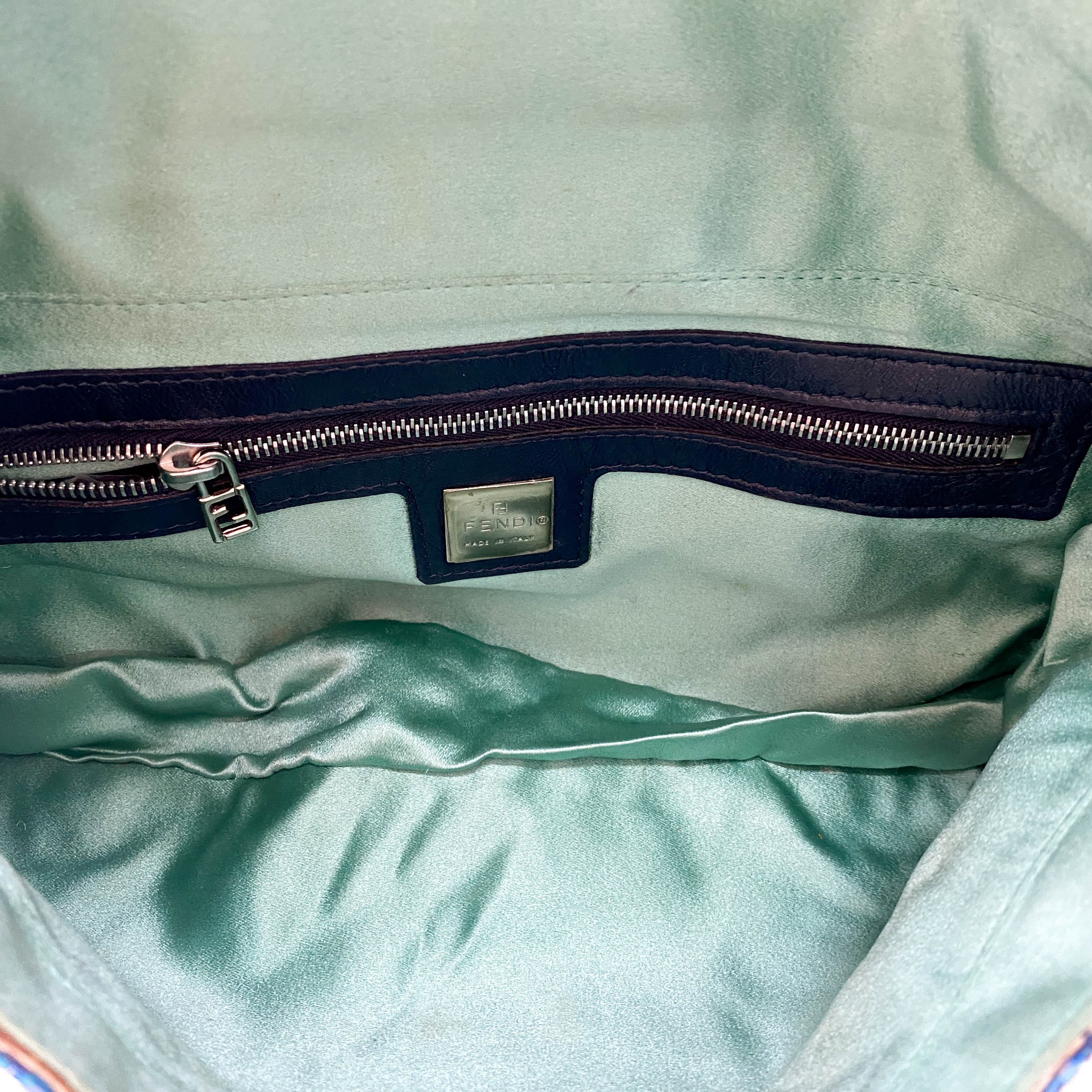 Baguette Beaded Green Geometric Pattern Shoulder Bag