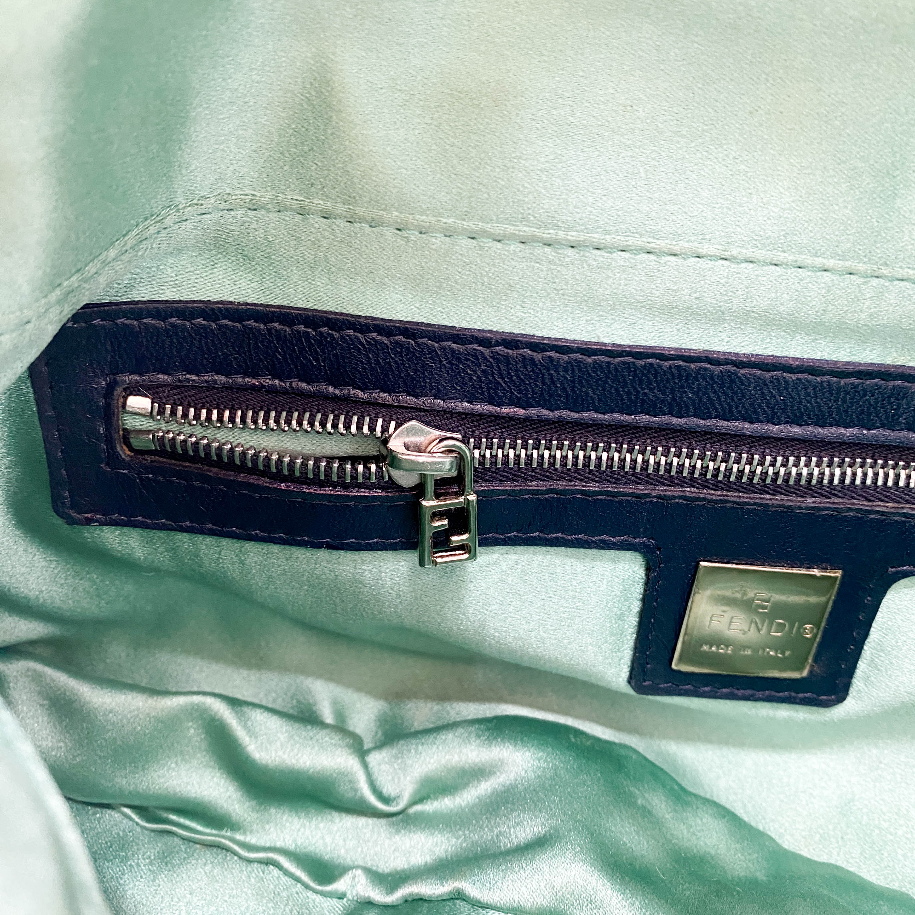 Baguette Beaded Green Geometric Pattern Shoulder Bag