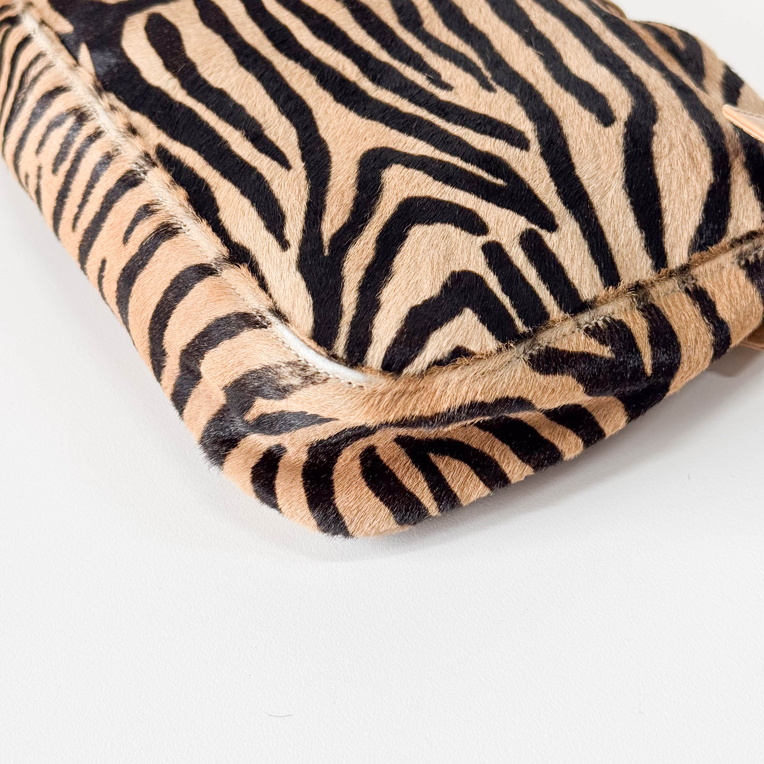 Brown Zebra Print Pony Hair Shoulder Bag