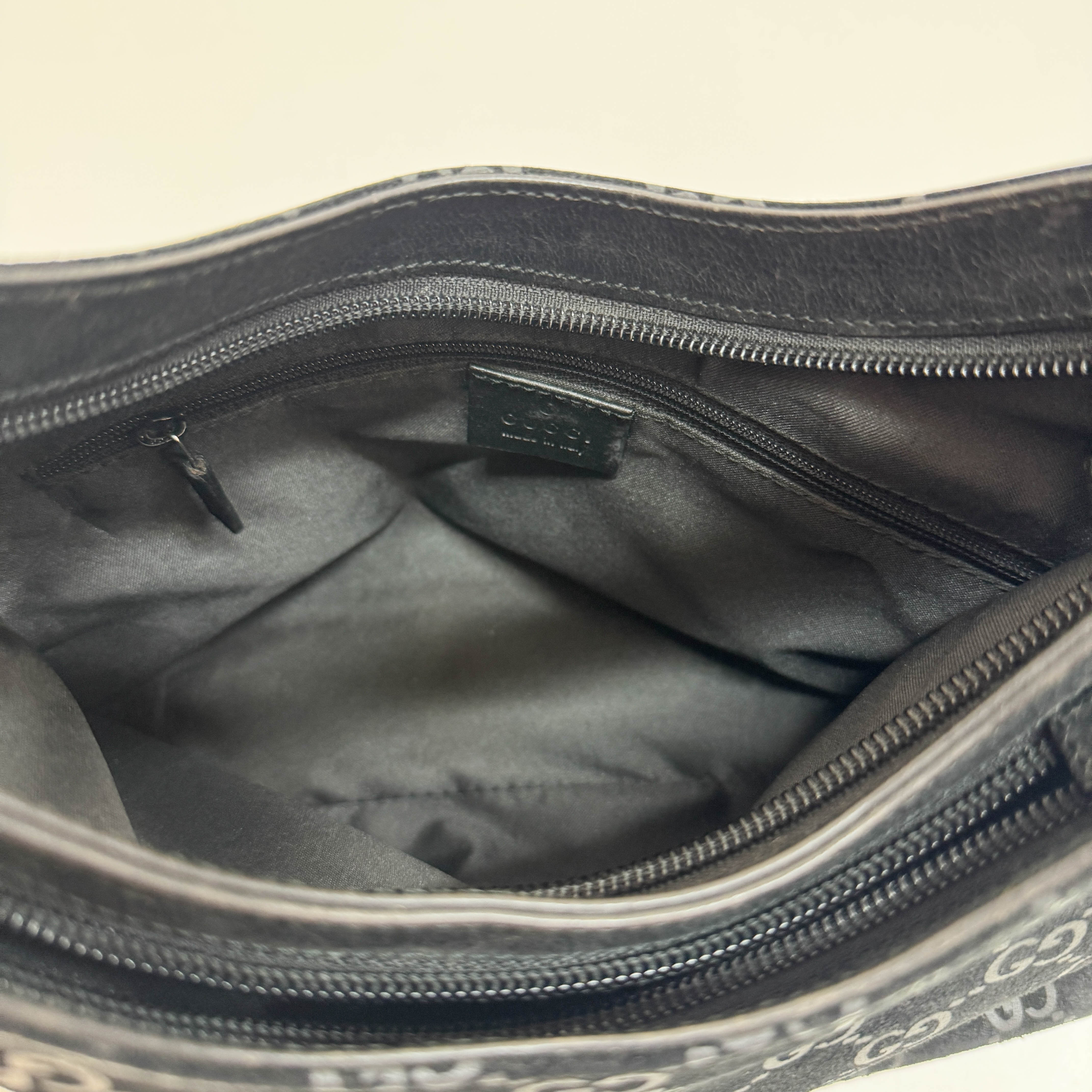 GG Black Canvas Suede Shoulder Bag