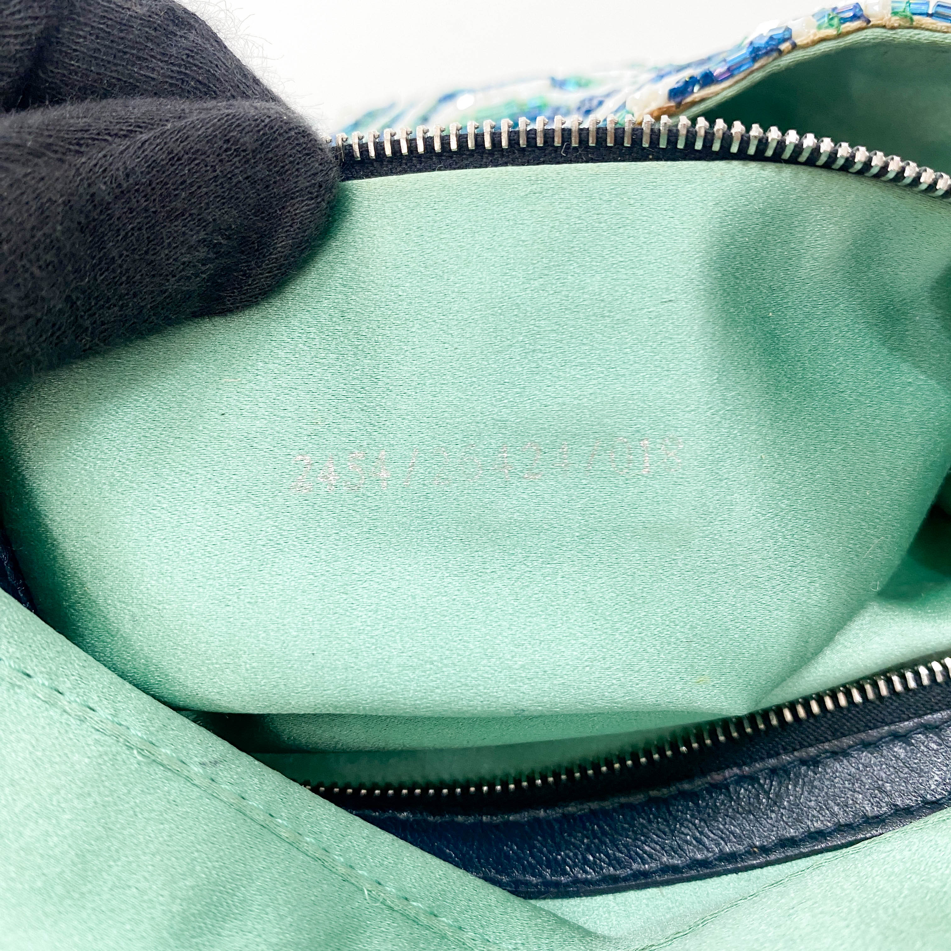 Baguette Beaded Green Geometric Pattern Shoulder Bag