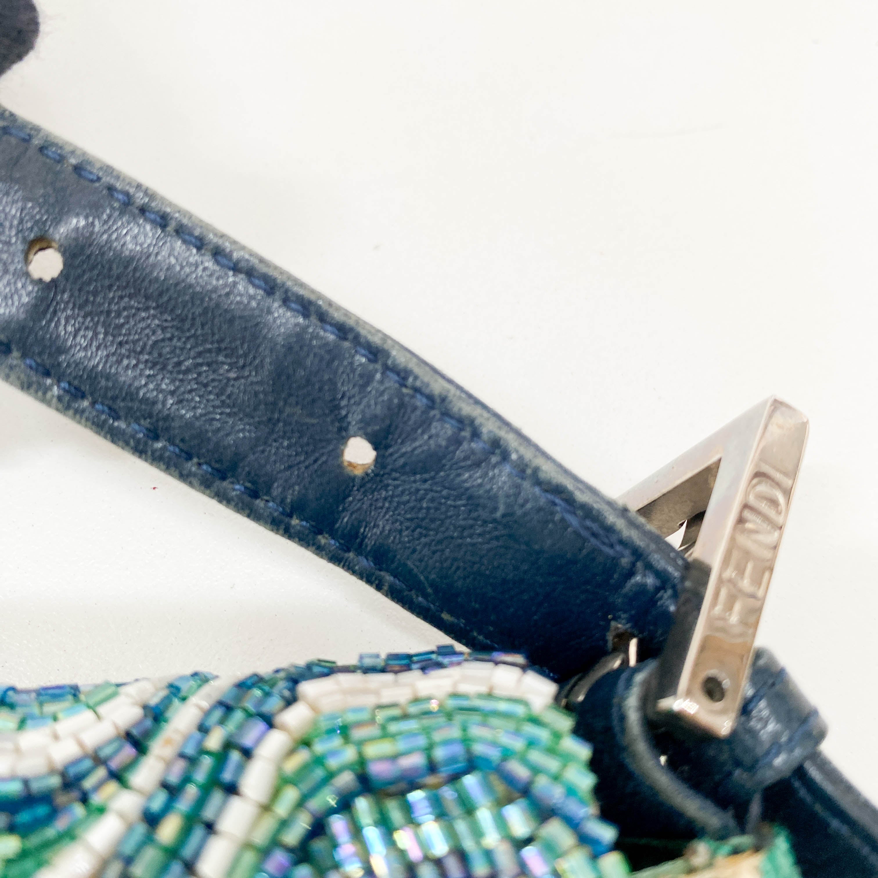 Baguette Beaded Green Geometric Pattern Shoulder Bag