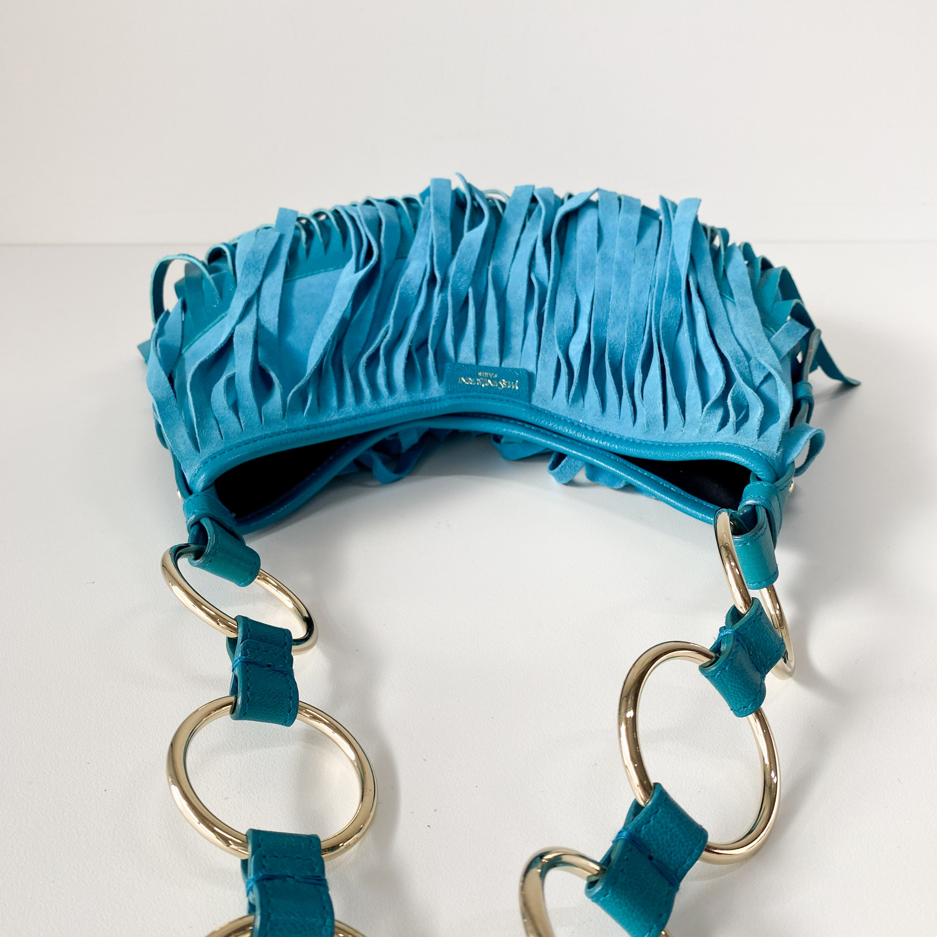 Saint Tropez Blue Leather & Suede Shoulder Bag