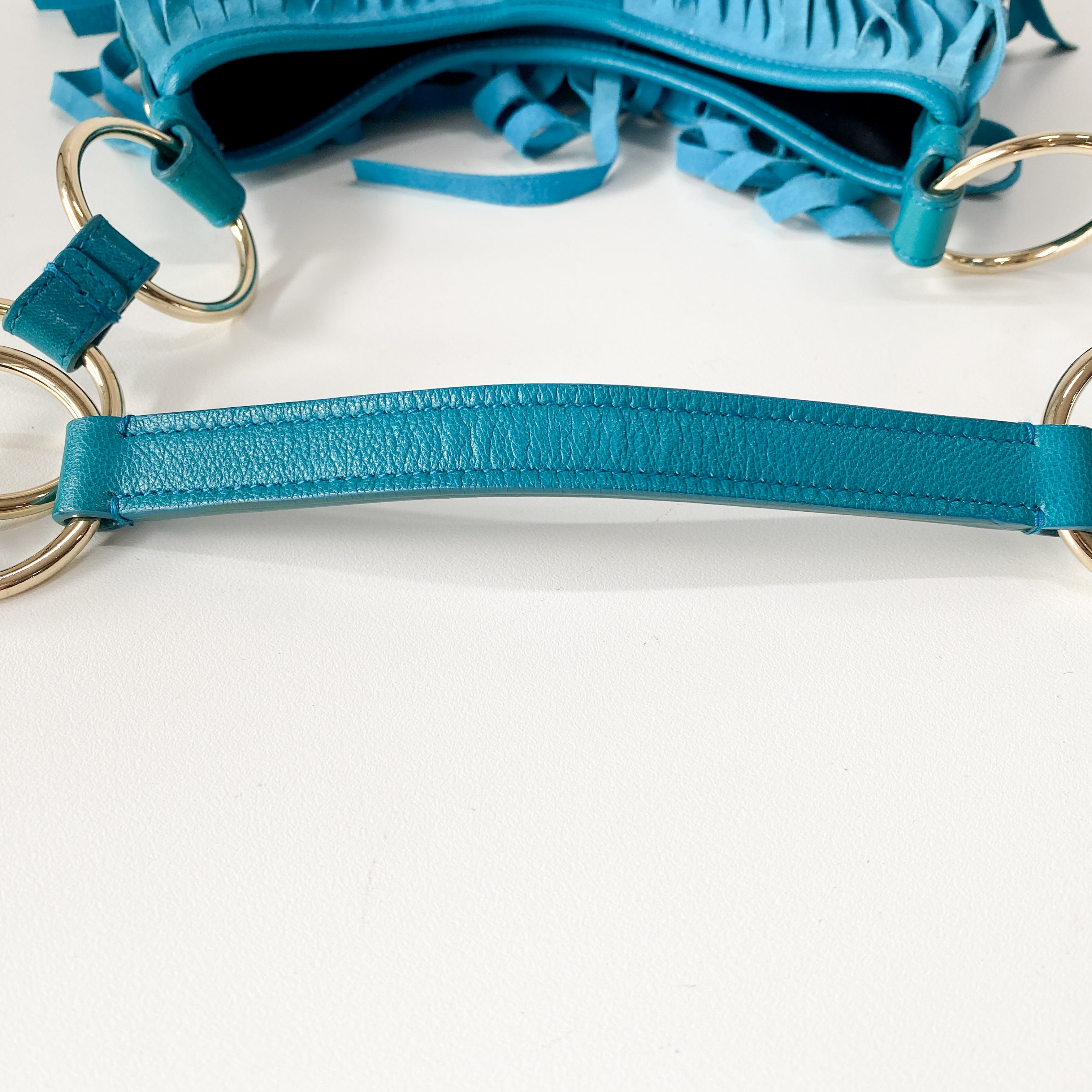 Saint Tropez Blue Leather & Suede Shoulder Bag