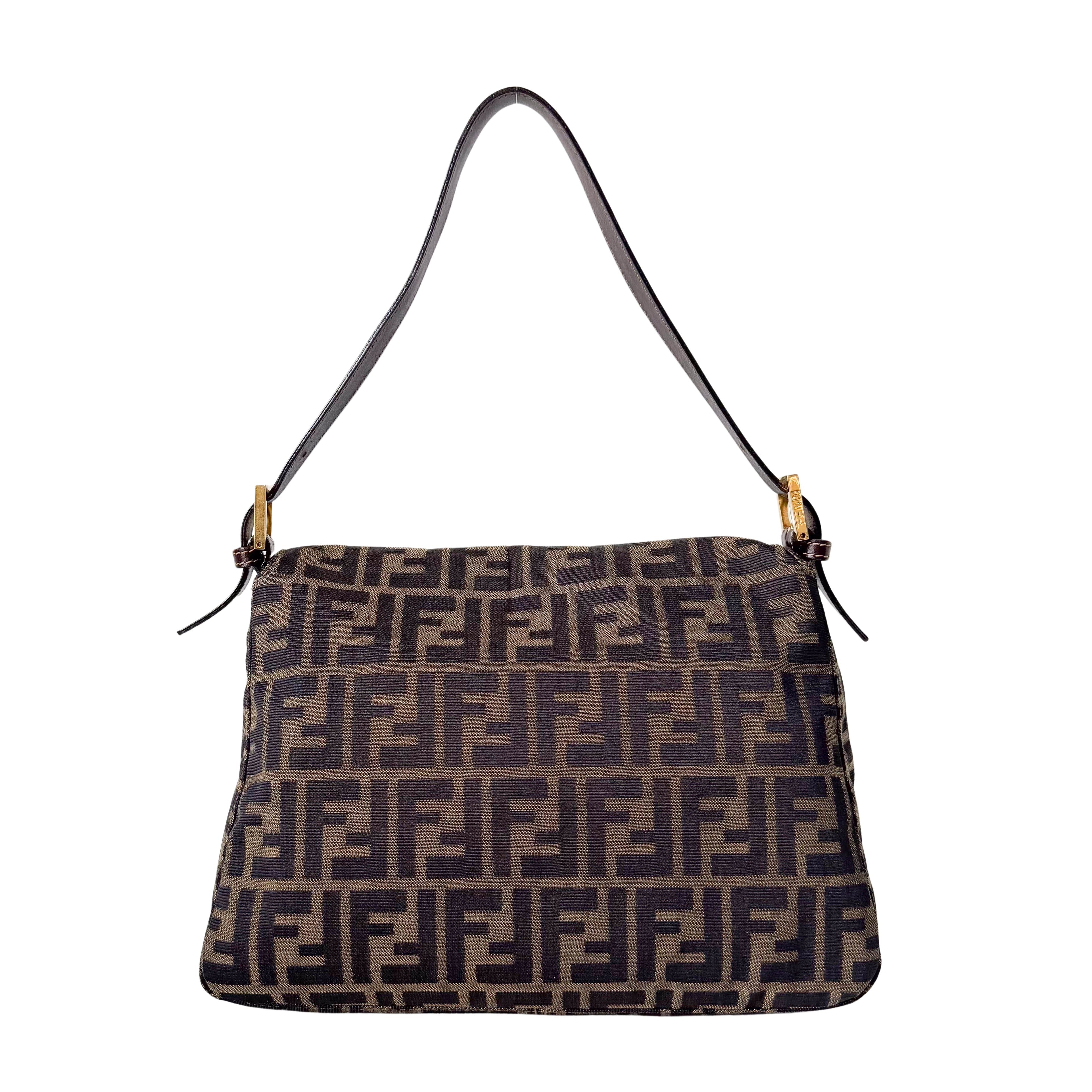 Mamma Baguette Brown Zucca Canvas Shoulder Bag
