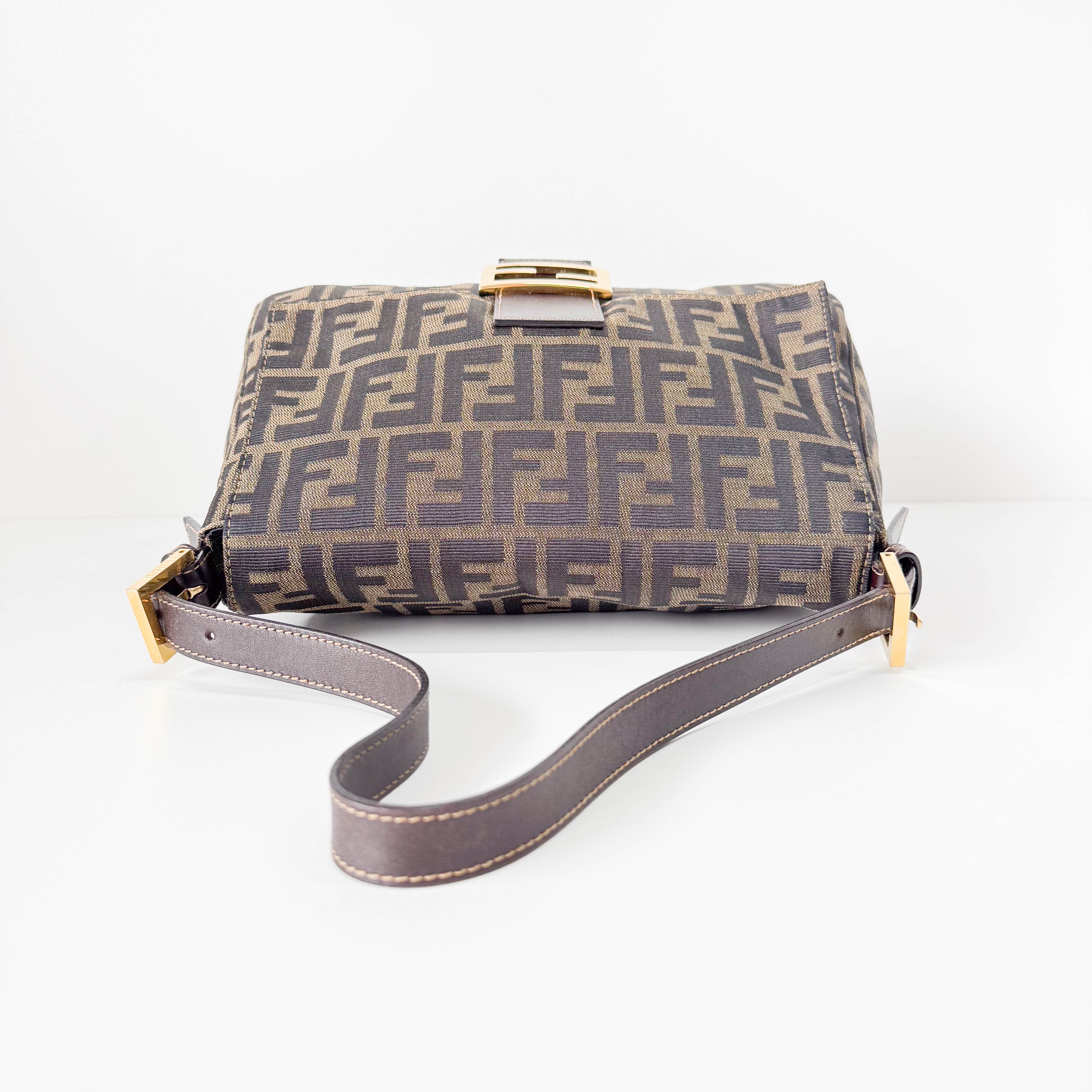 Mamma Baguette Brown Zucca Canvas Shoulder Bag