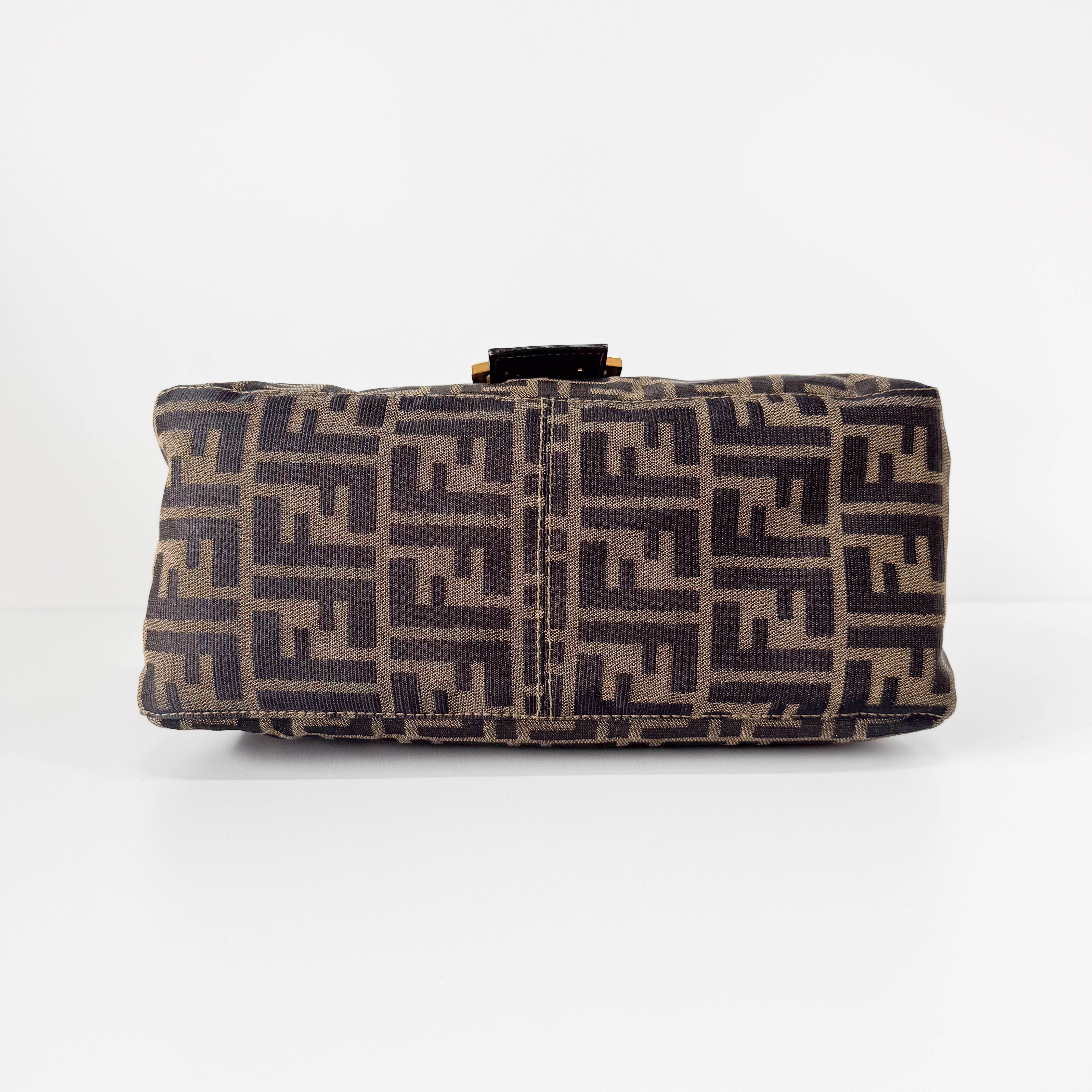 Mamma Baguette Brown Zucca Canvas Shoulder Bag