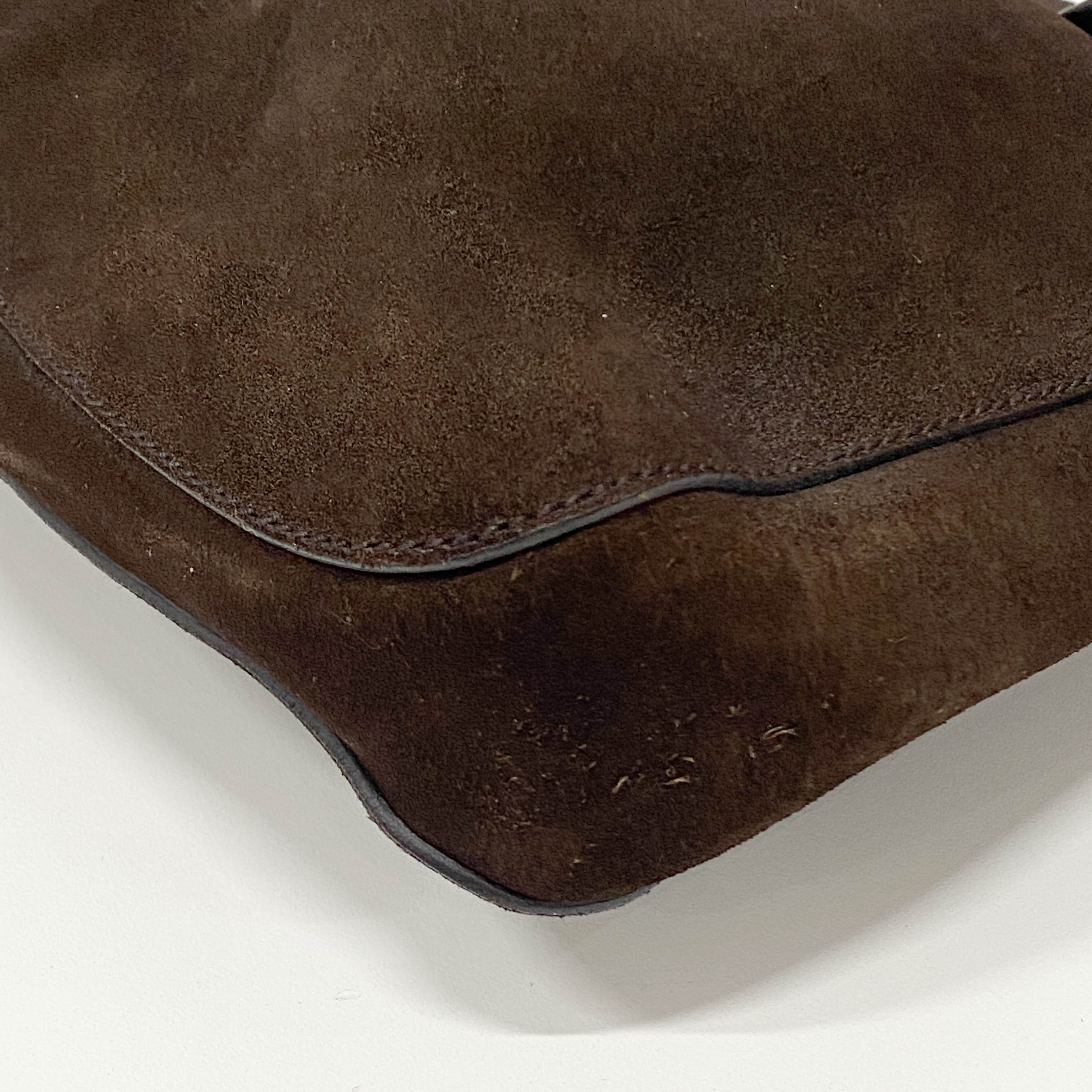 Horsebit Brown Suede Shoulder Bag