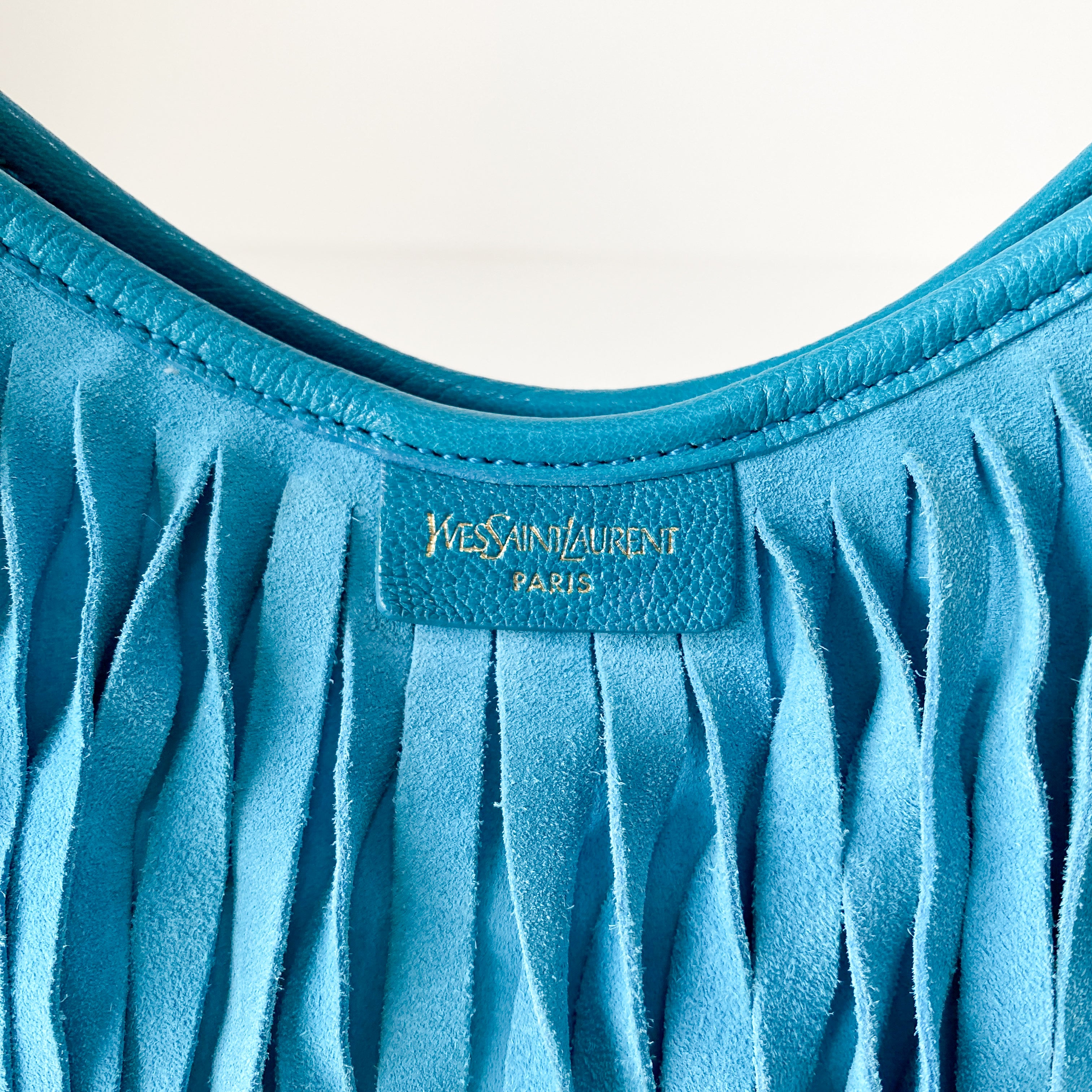 Saint Tropez Blue Leather & Suede Shoulder Bag