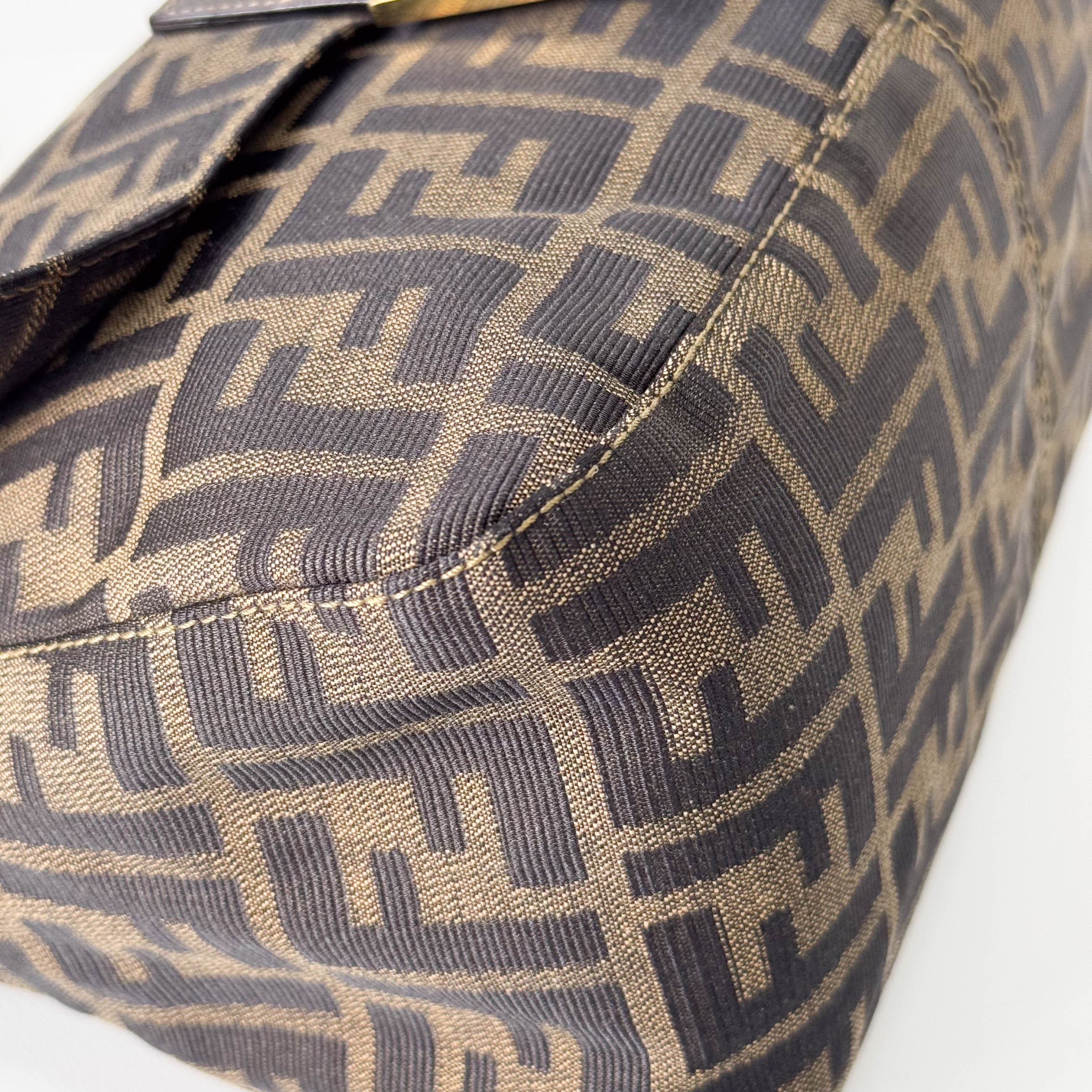 Mamma Baguette Brown Zucca Canvas Shoulder Bag