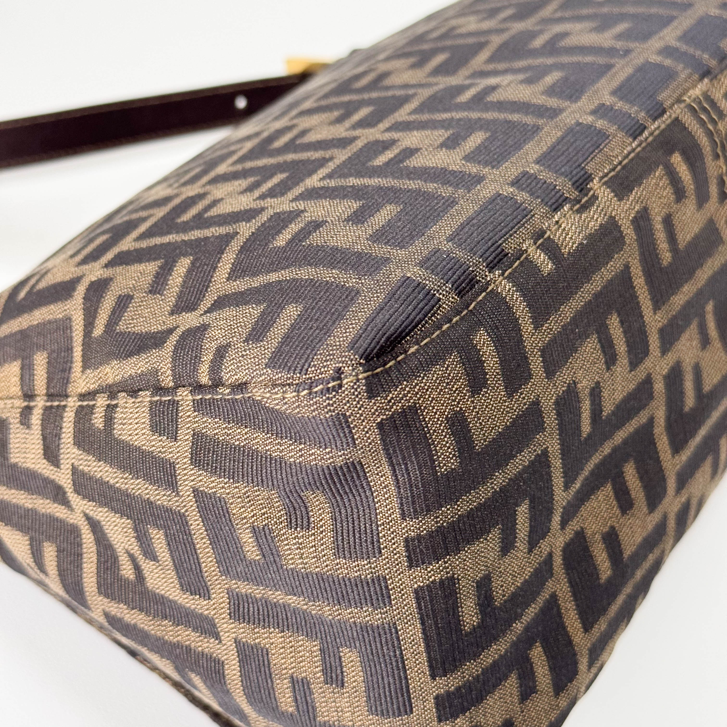 Mamma Baguette Brown Zucca Canvas Shoulder Bag