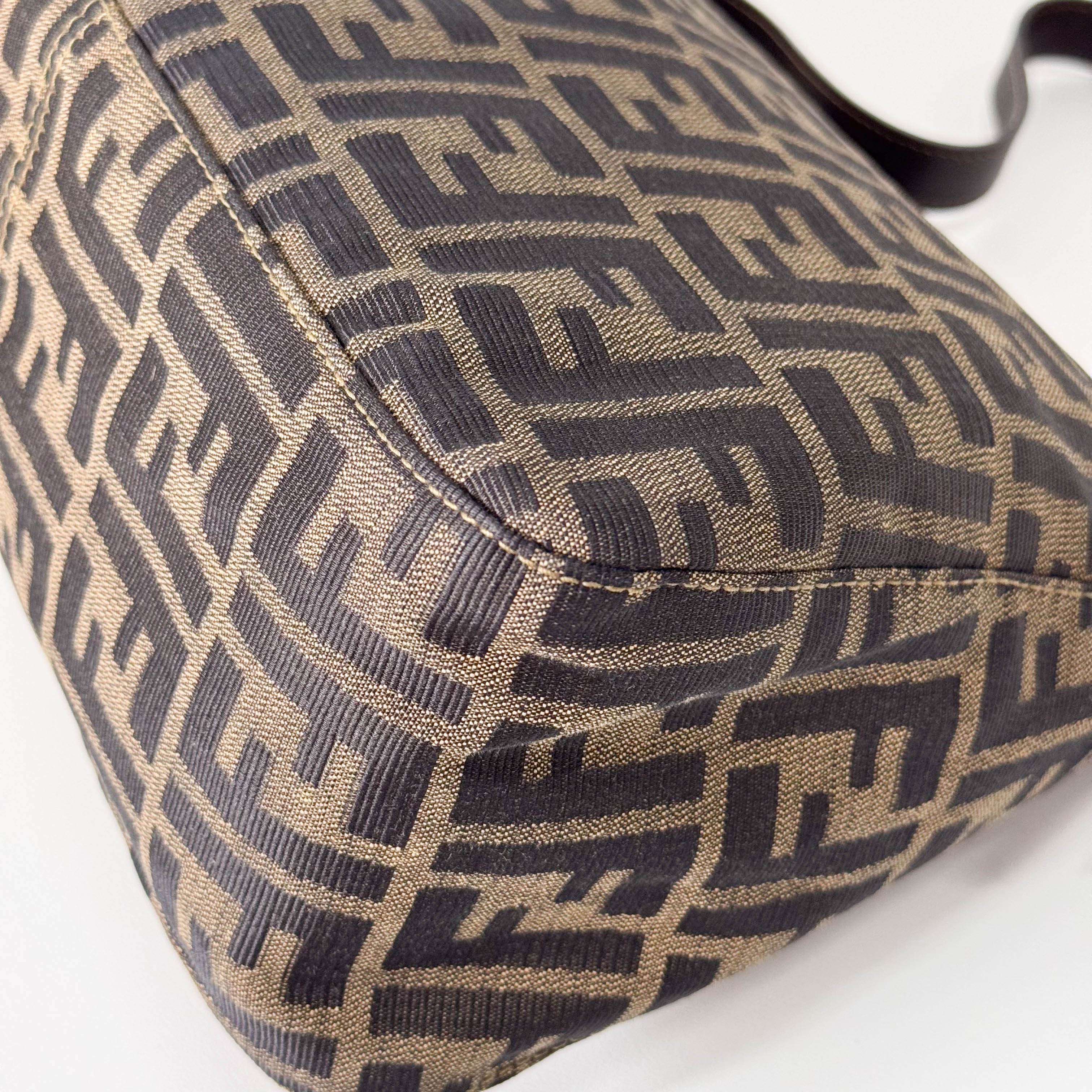 Mamma Baguette Brown Zucca Canvas Shoulder Bag