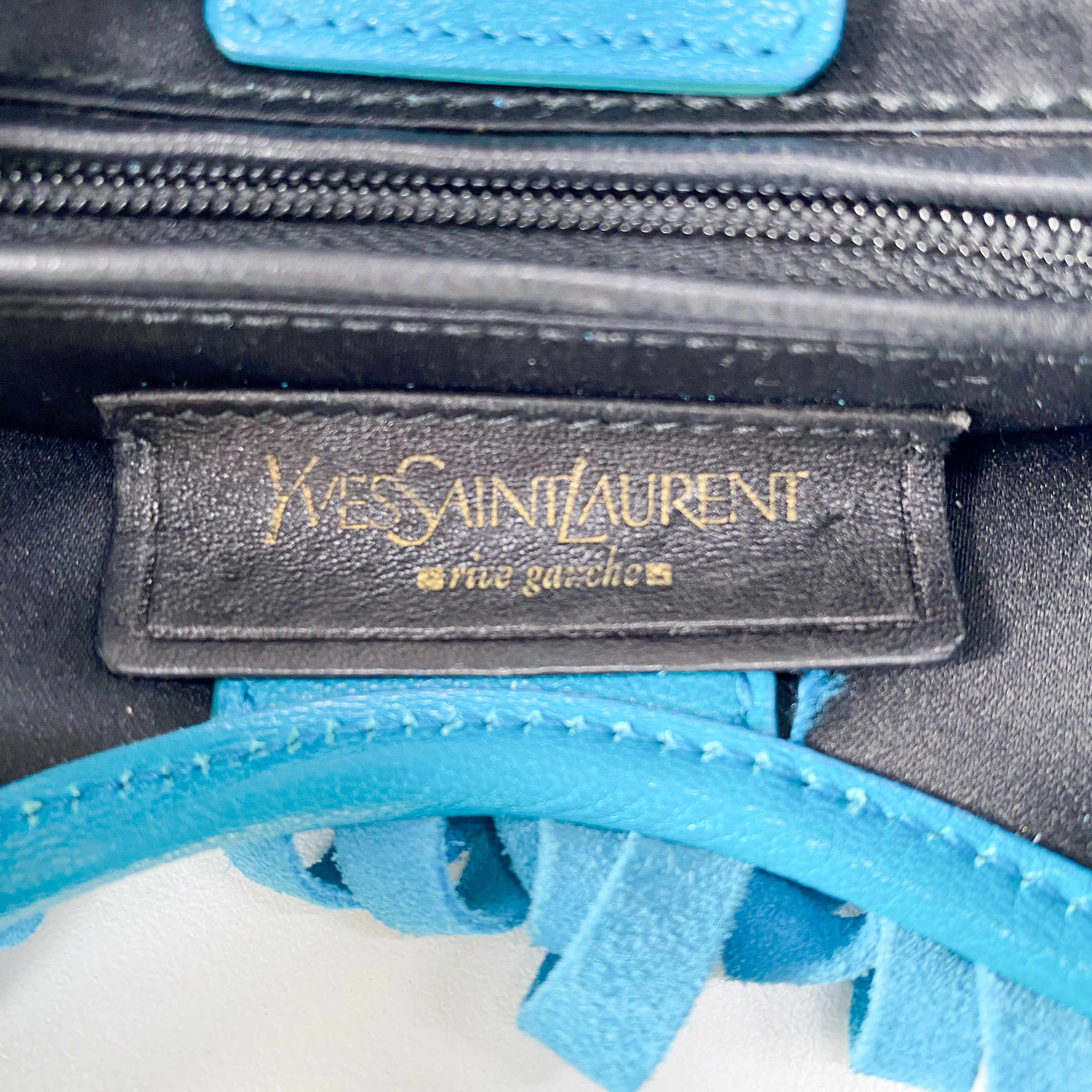 Saint Tropez Blue Leather & Suede Shoulder Bag