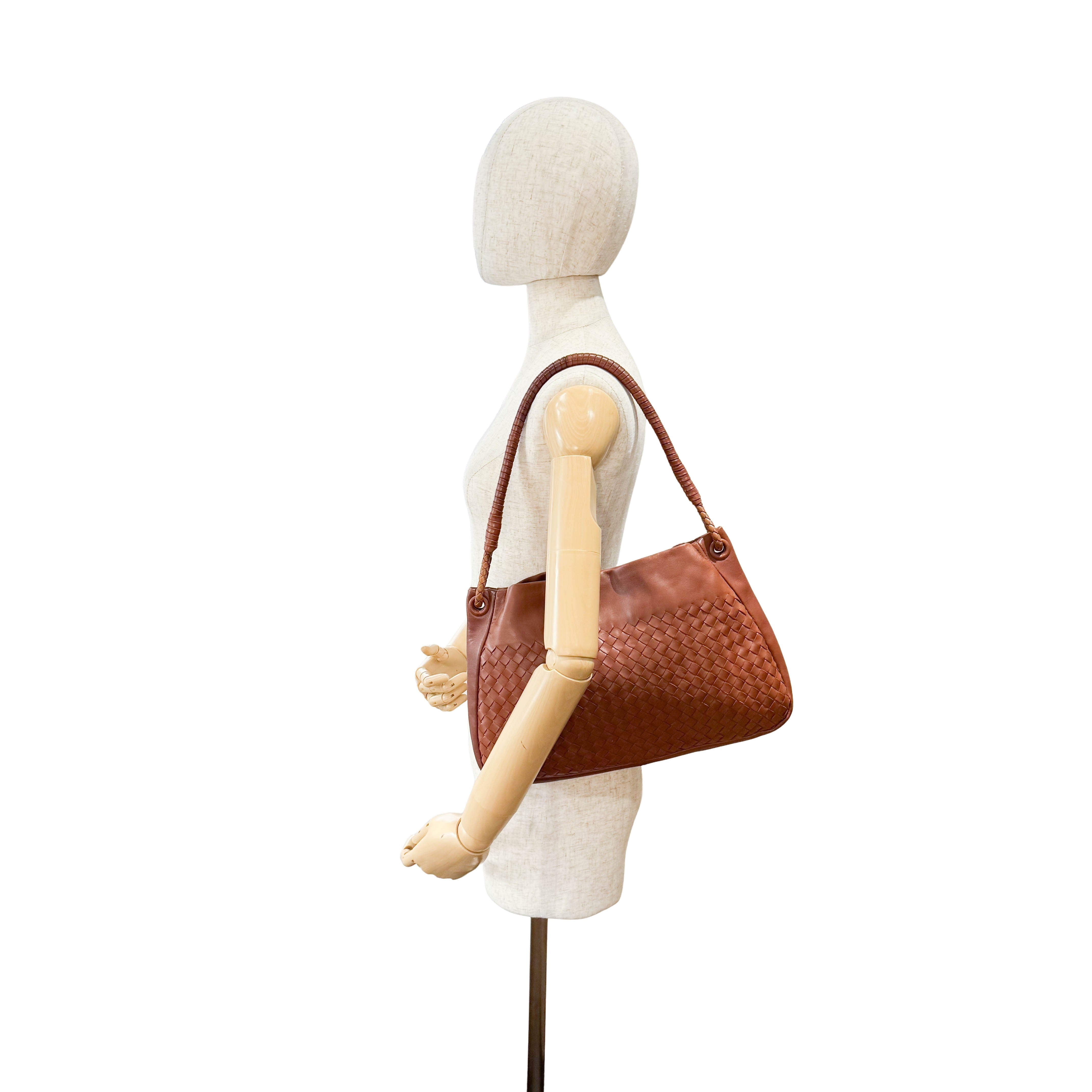 Intrecciato Brown Shoulder Bag