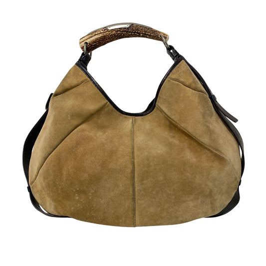 YSL Mombasa Brown Suede Shoulder Bag