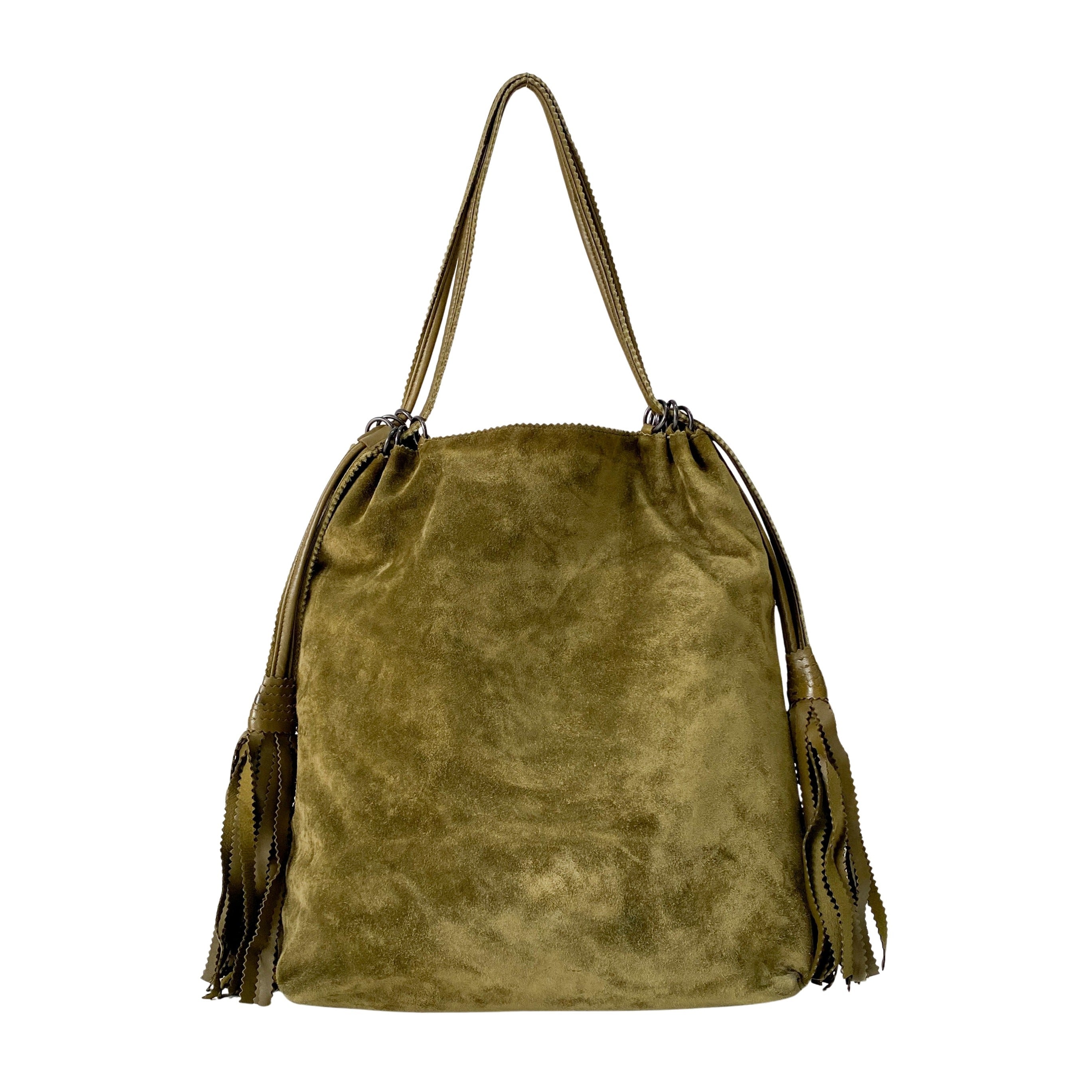 Green Suede Shoulder Bag
