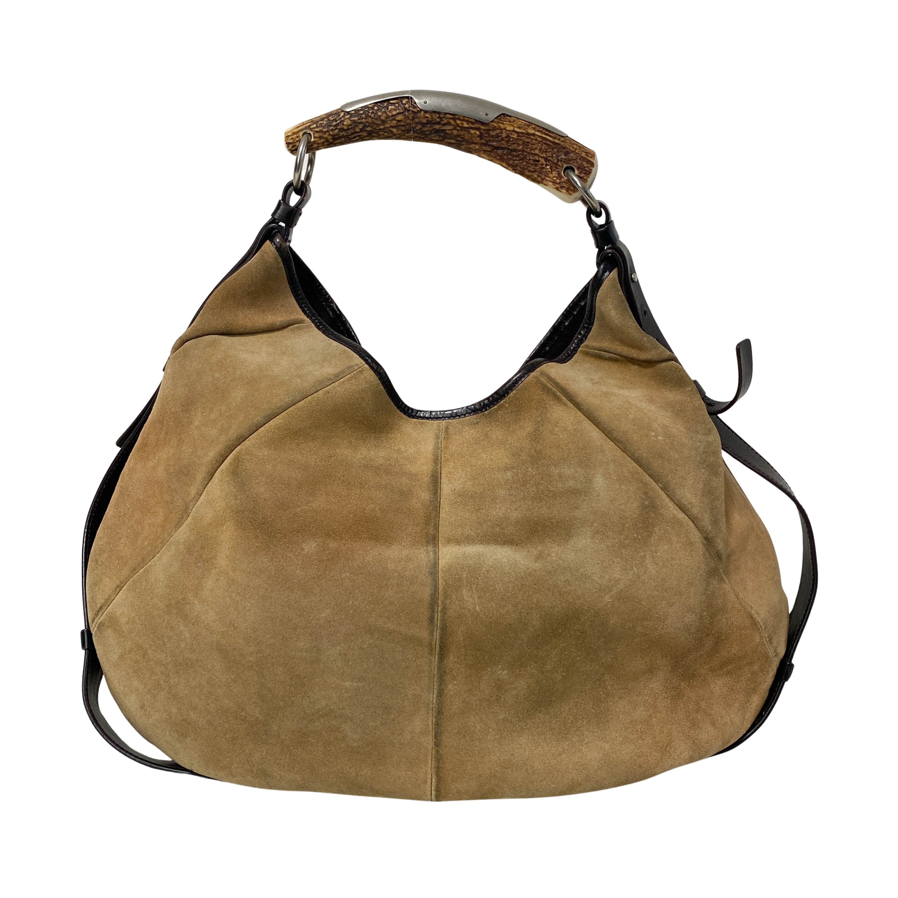 YSL Mombasa Brown Suede Shoulder Bag