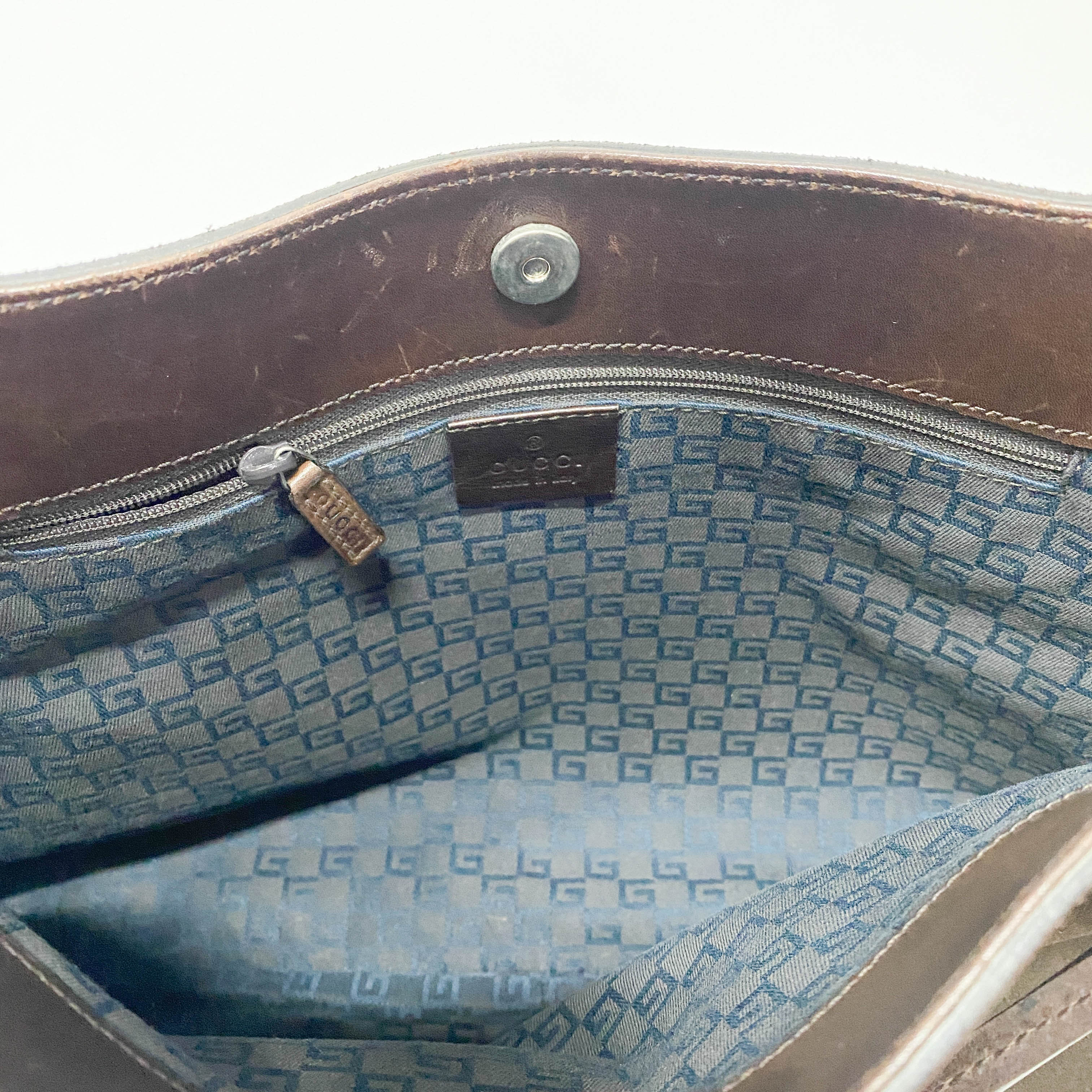 Horsebit Brown Suede Shoulder Bag