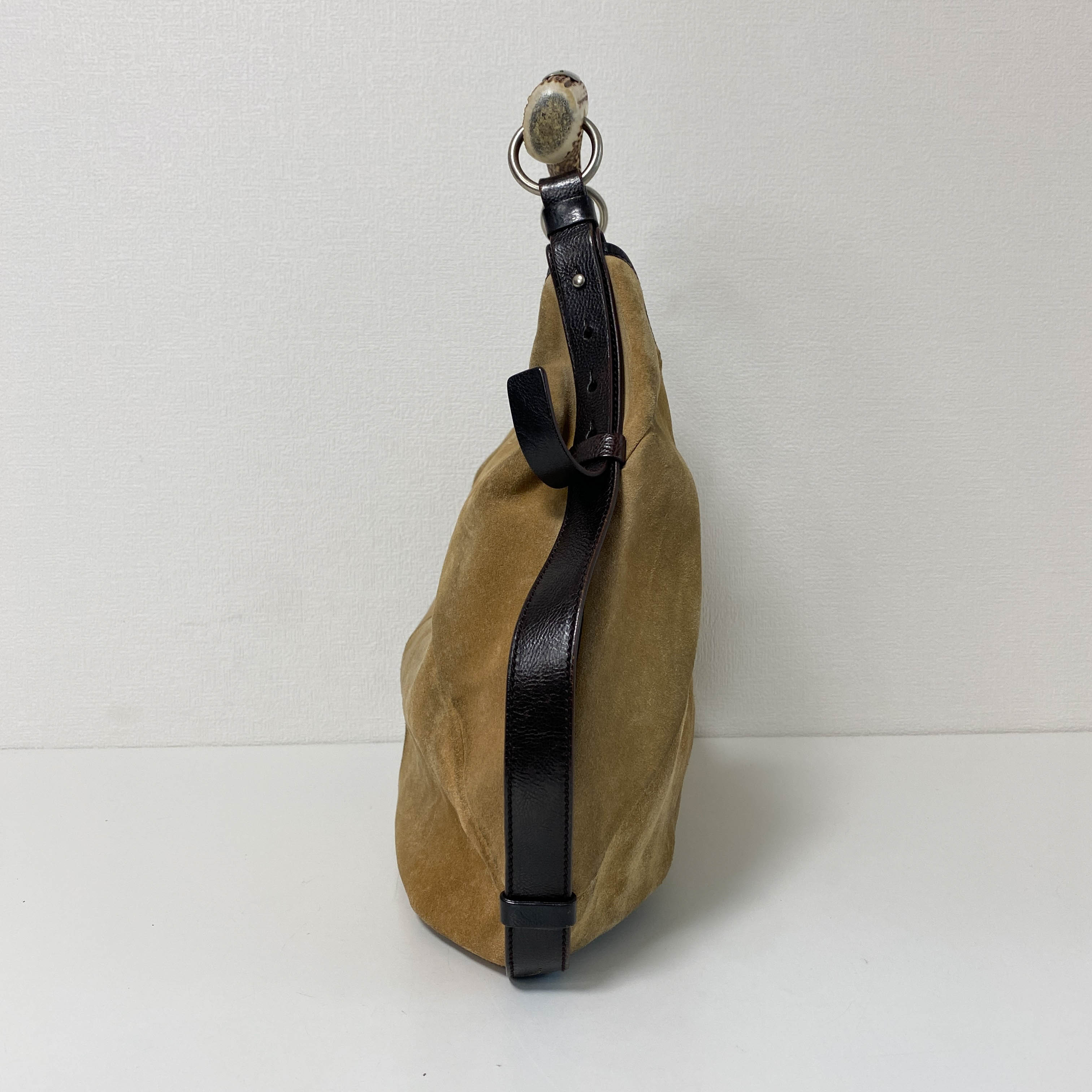 YSL Mombasa Brown Suede Shoulder Bag