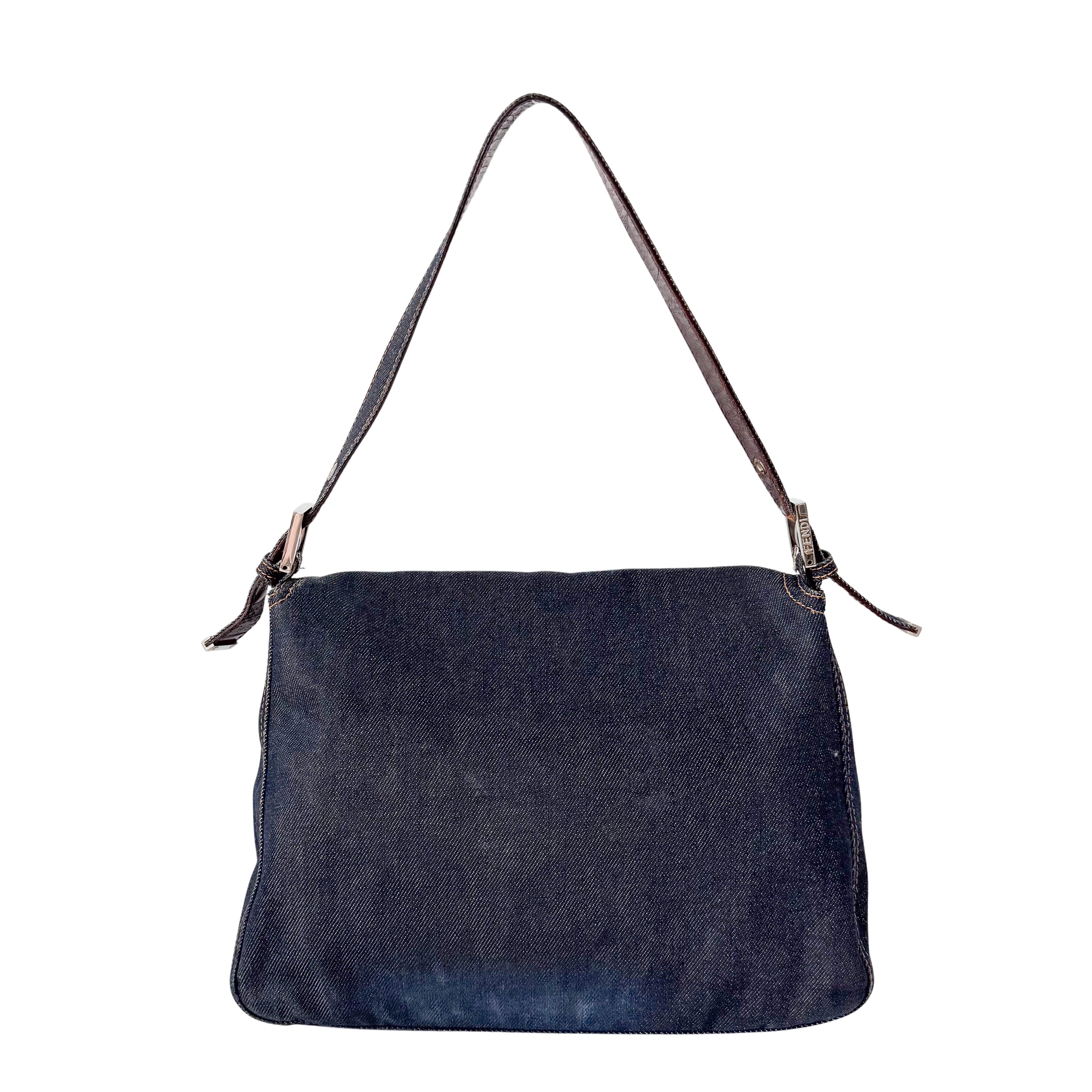 Mamma Baguette Blue Denim Shoulder Bag